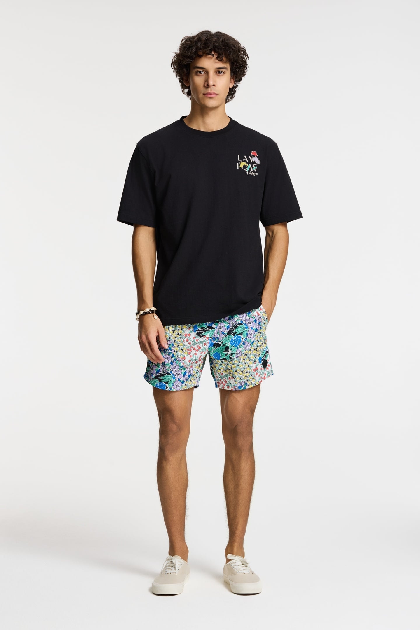 FINN RELAXED T-SHIRT SKETCHED FLOWERS BLACK 1