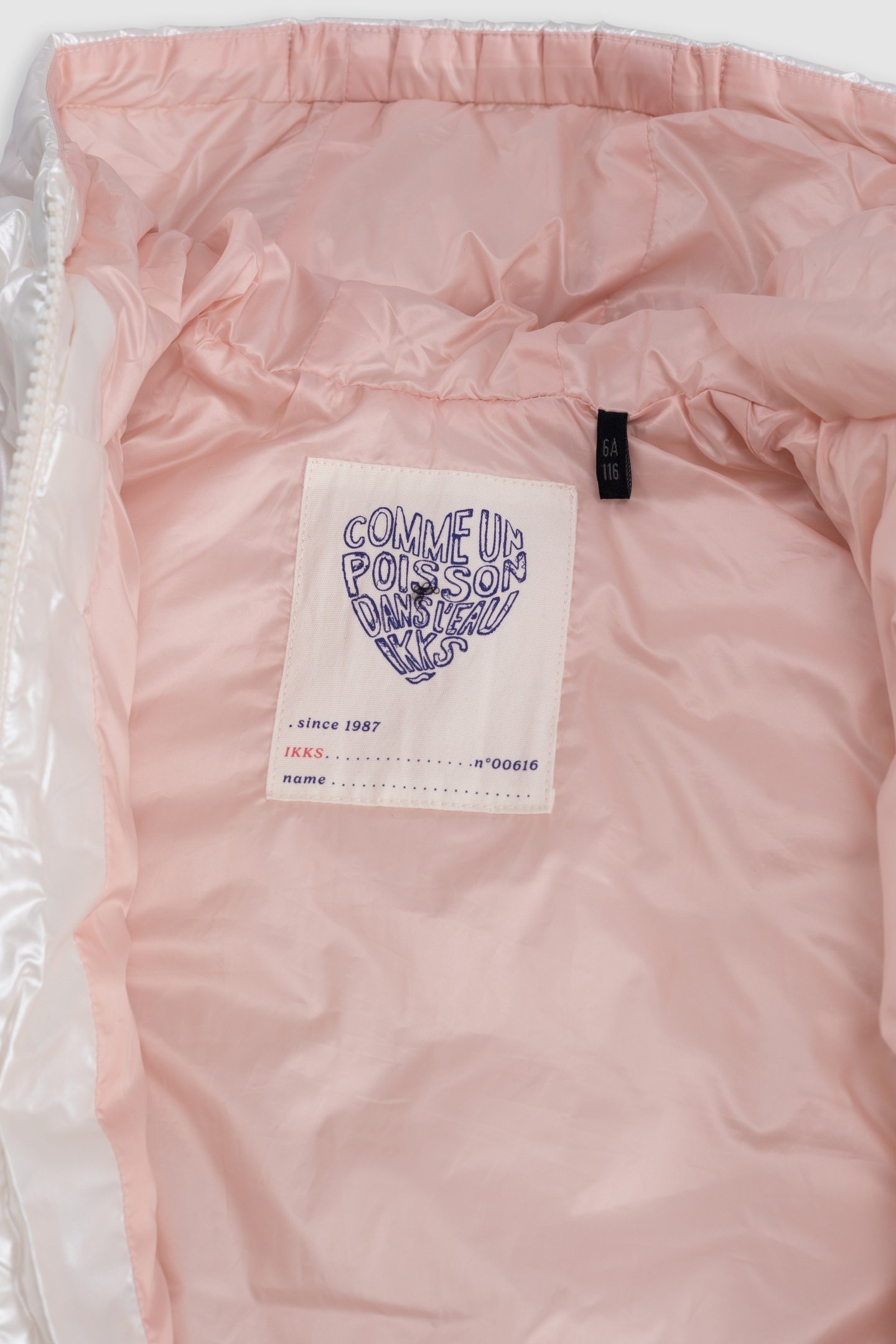 RECYCLED PADDED JACKET IN ECRU WITH HEART 5