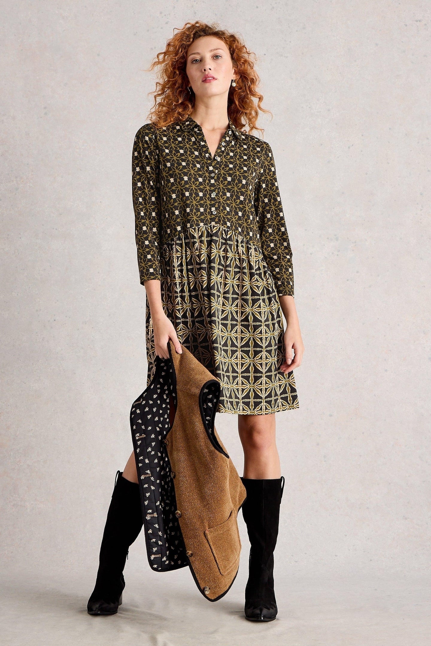 EVERLY JERSEY DRESS BLACK MULTI 1