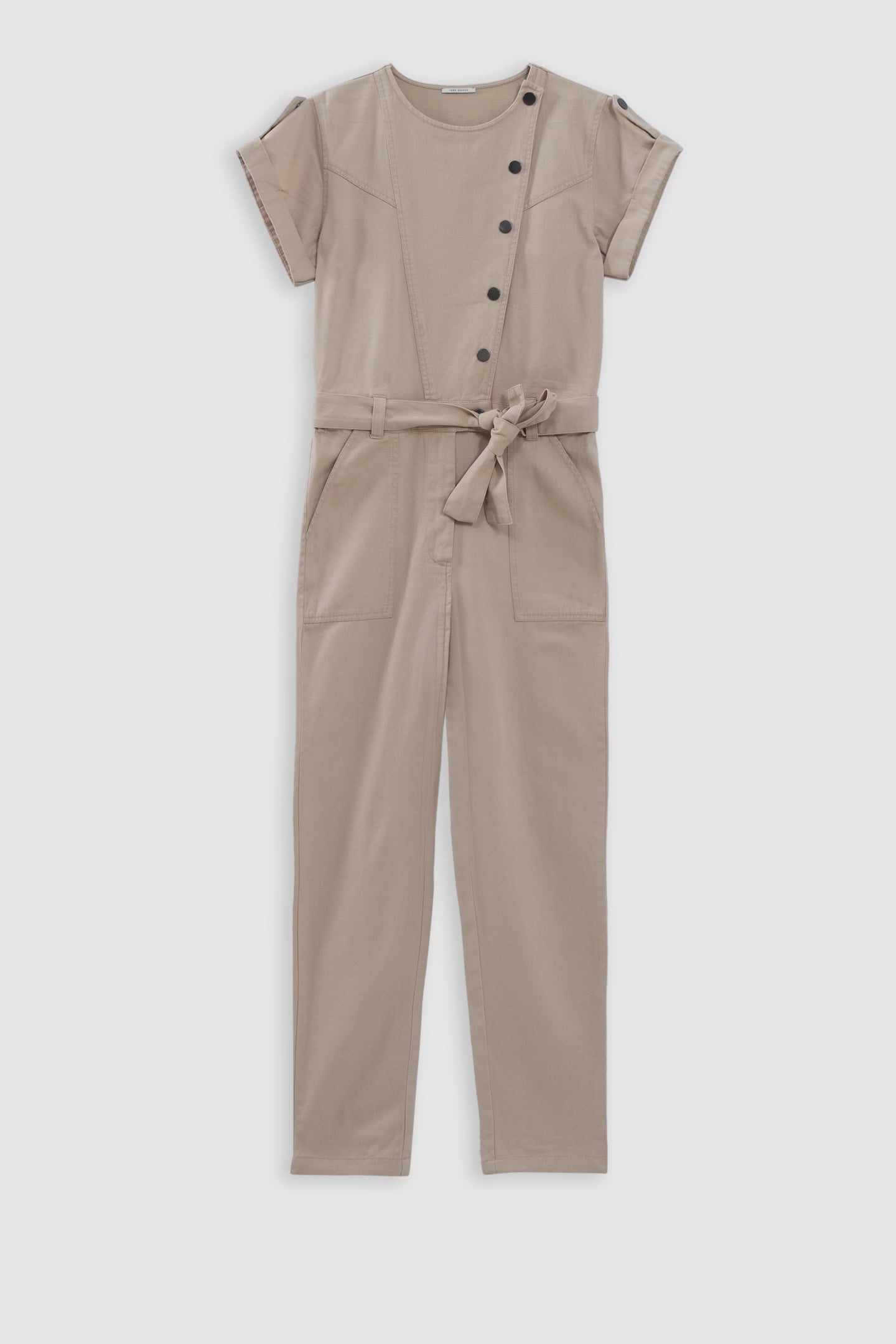 BEIGE JUMPSUIT WITH ASYMMETRICAL CLOSURE 4