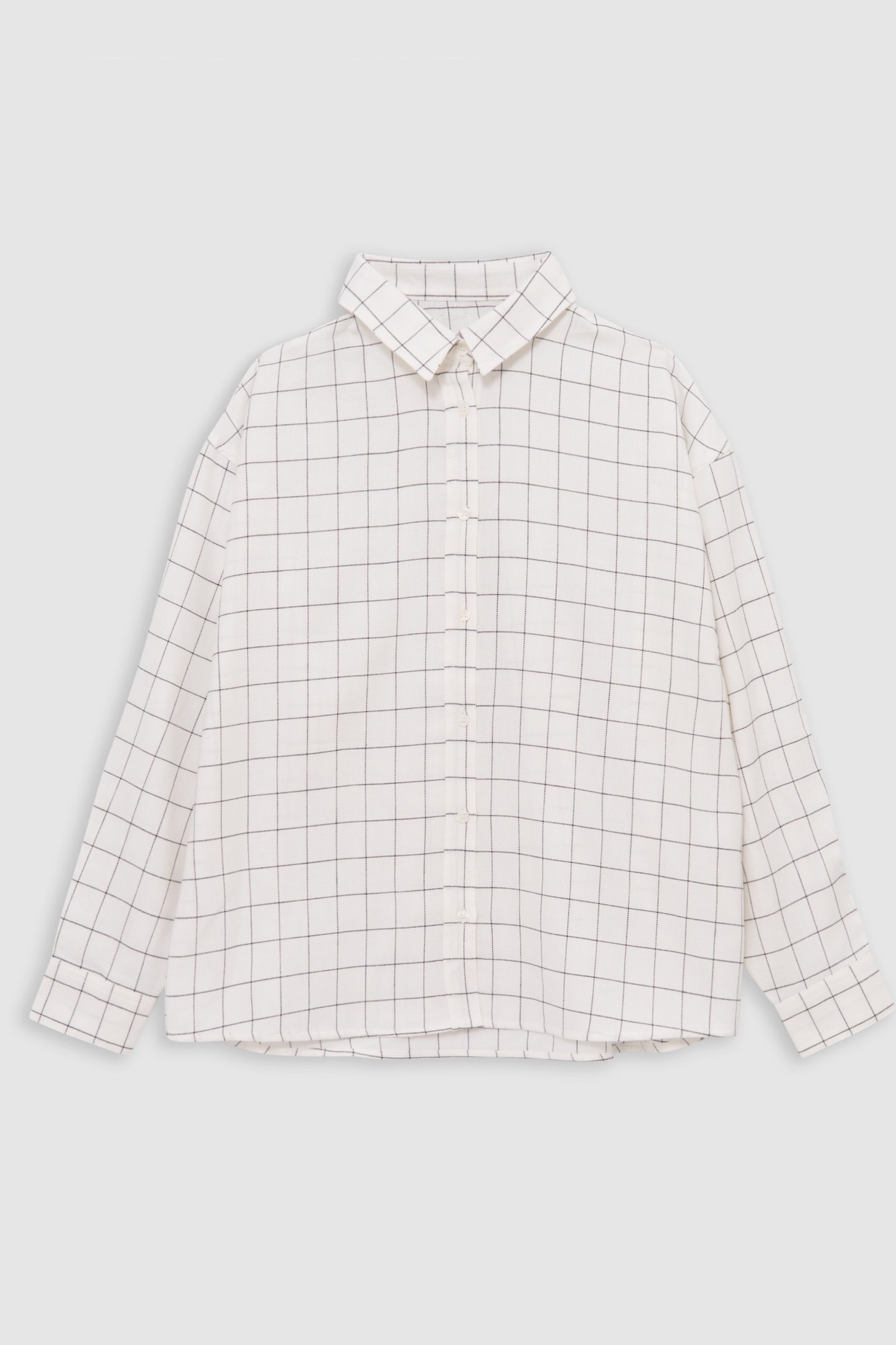 GIRL'S ECRU SHIRT WITH BLACK CHECK PATTERN 1