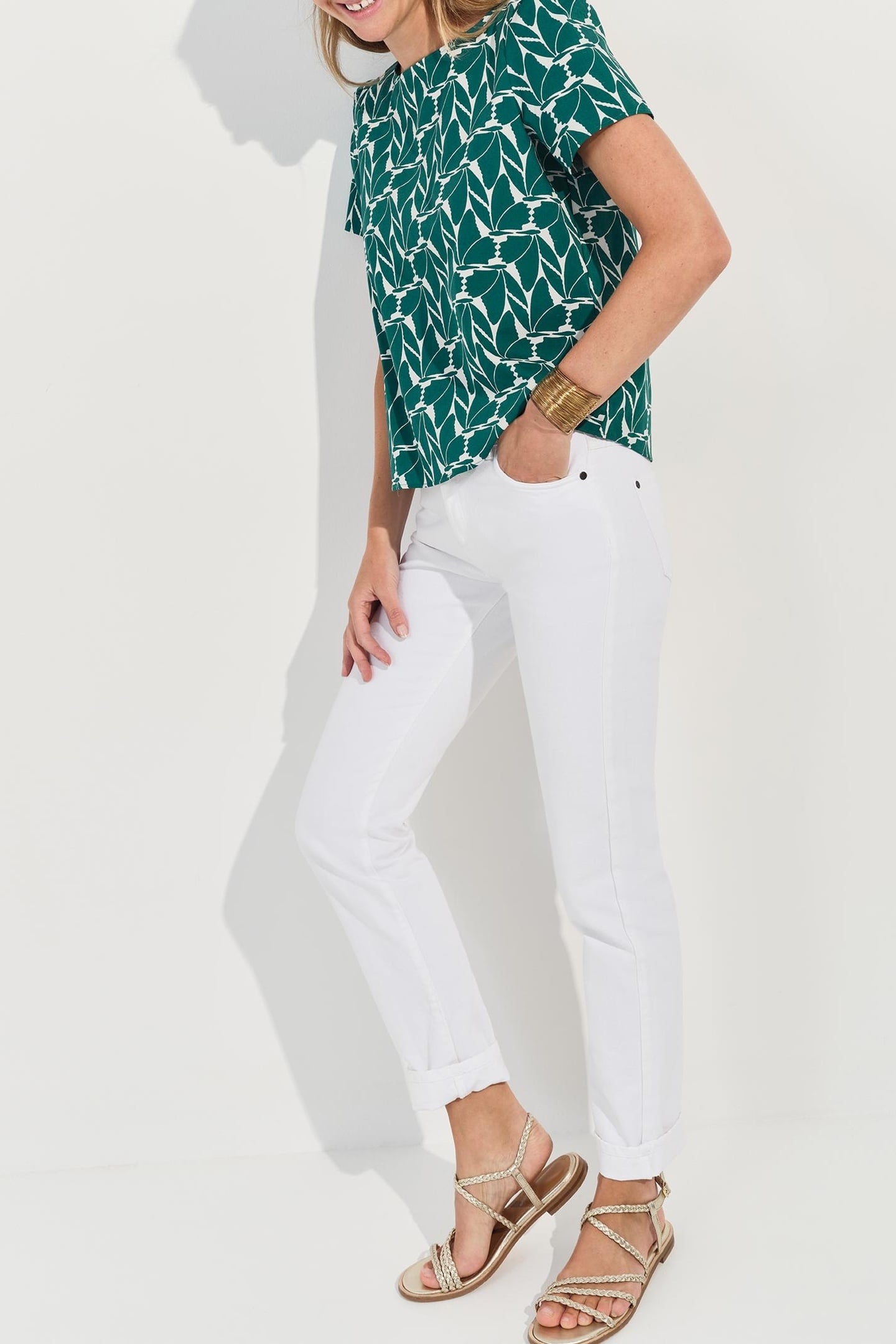 COPAL - ARTY GREEN FOLIAGE PRINT TOP 2