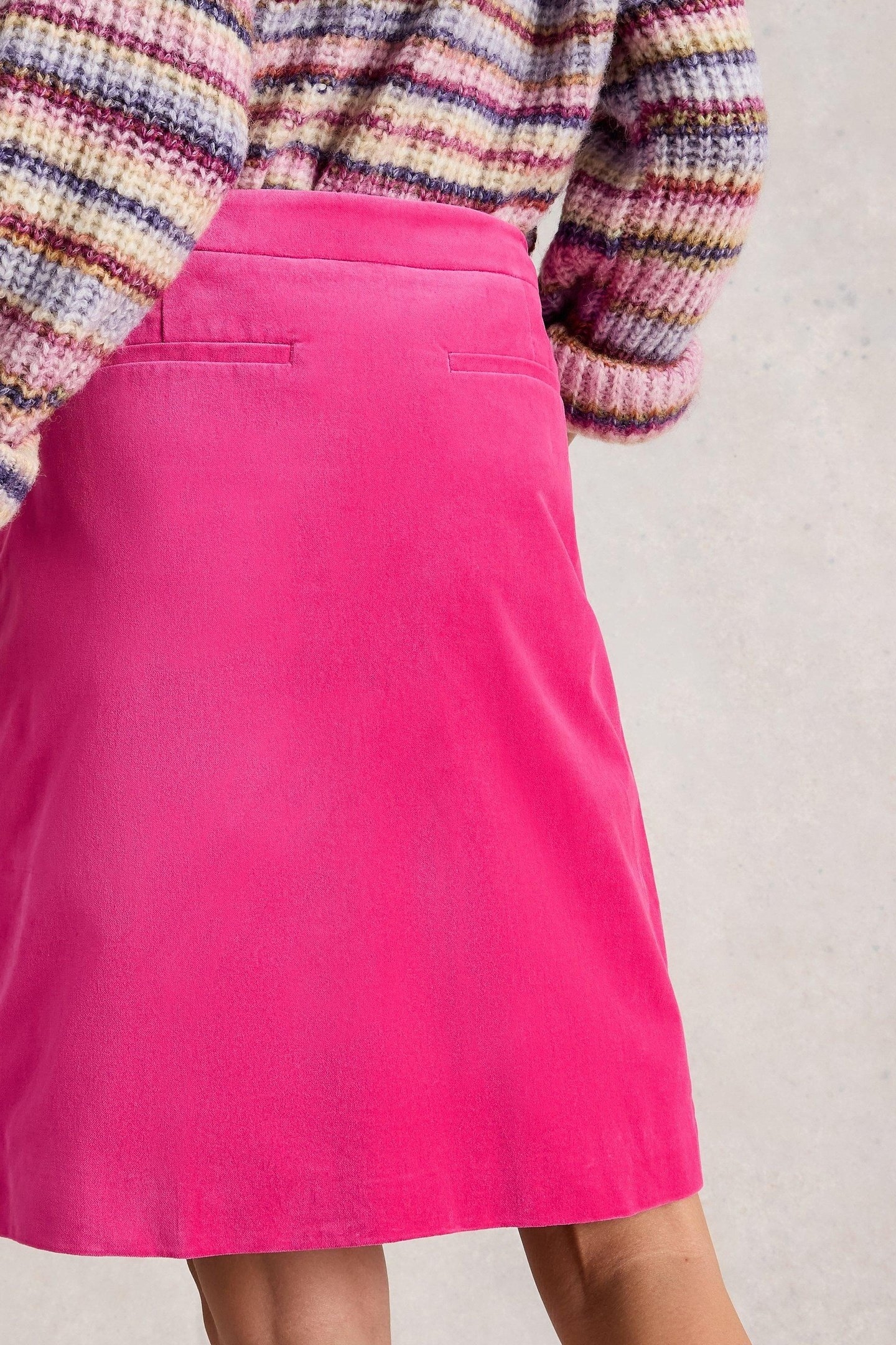 CORAL VELVET SKIRT BRIGHT PINK 2