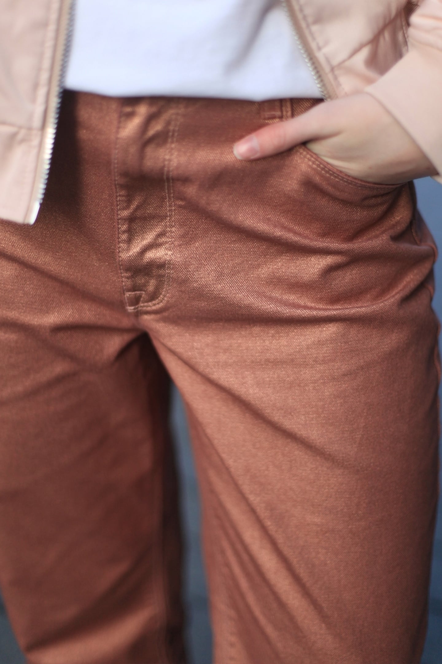 AXELLE METALLIC STRAIGHT CROPPED JEANS ROSE METALLIC 2