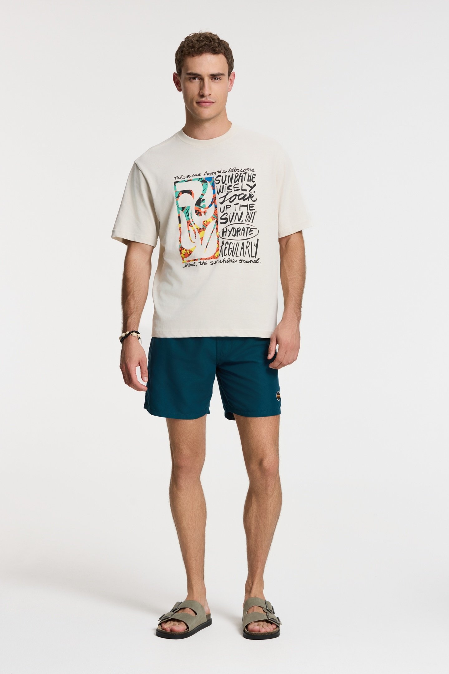 JAY OVERSIZED T-SHIRT FLOWER BLOCK BEIGE 2