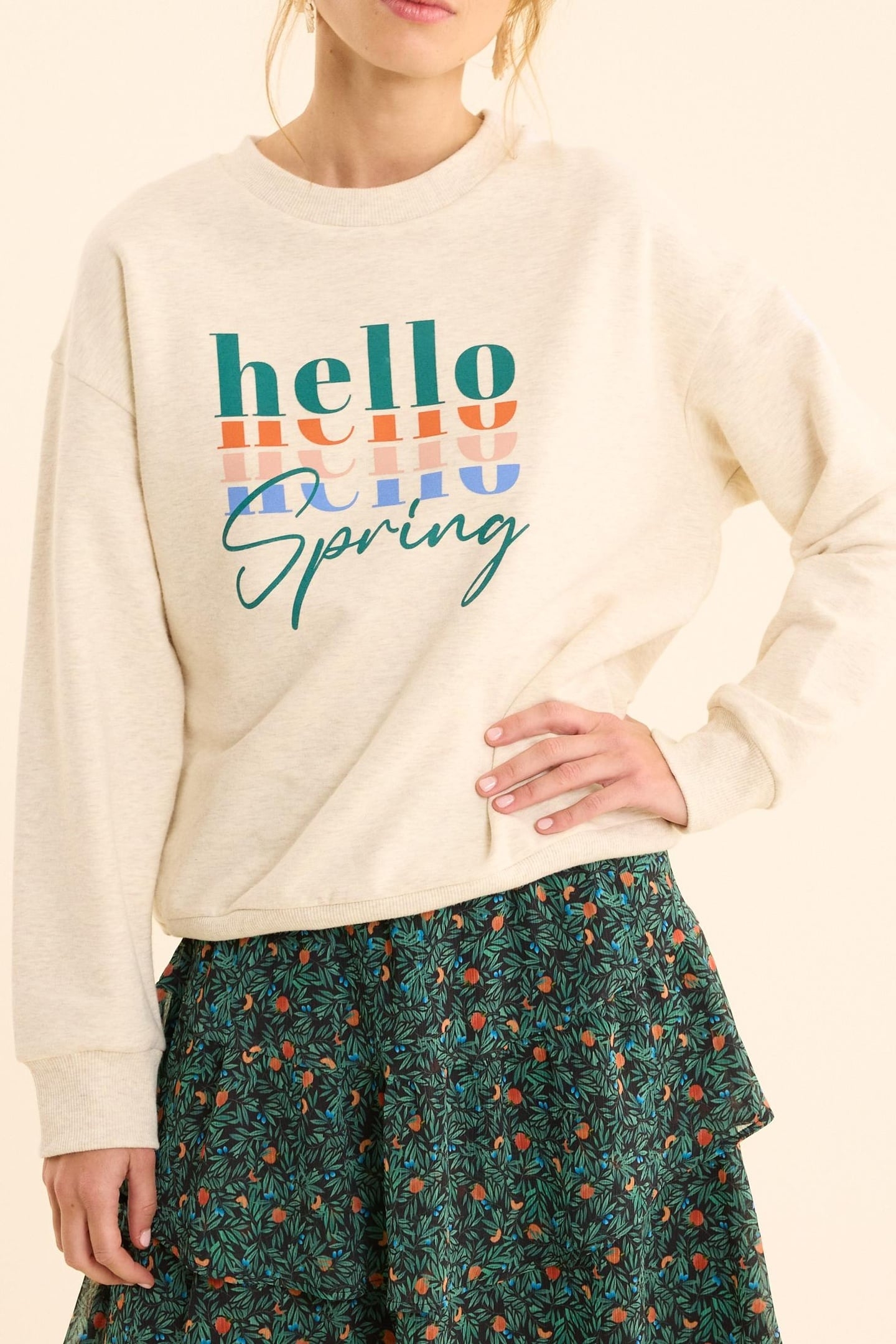 ECRU SWEATSHIRT WITH MULTICOLORED MESSAGE ECRU 2