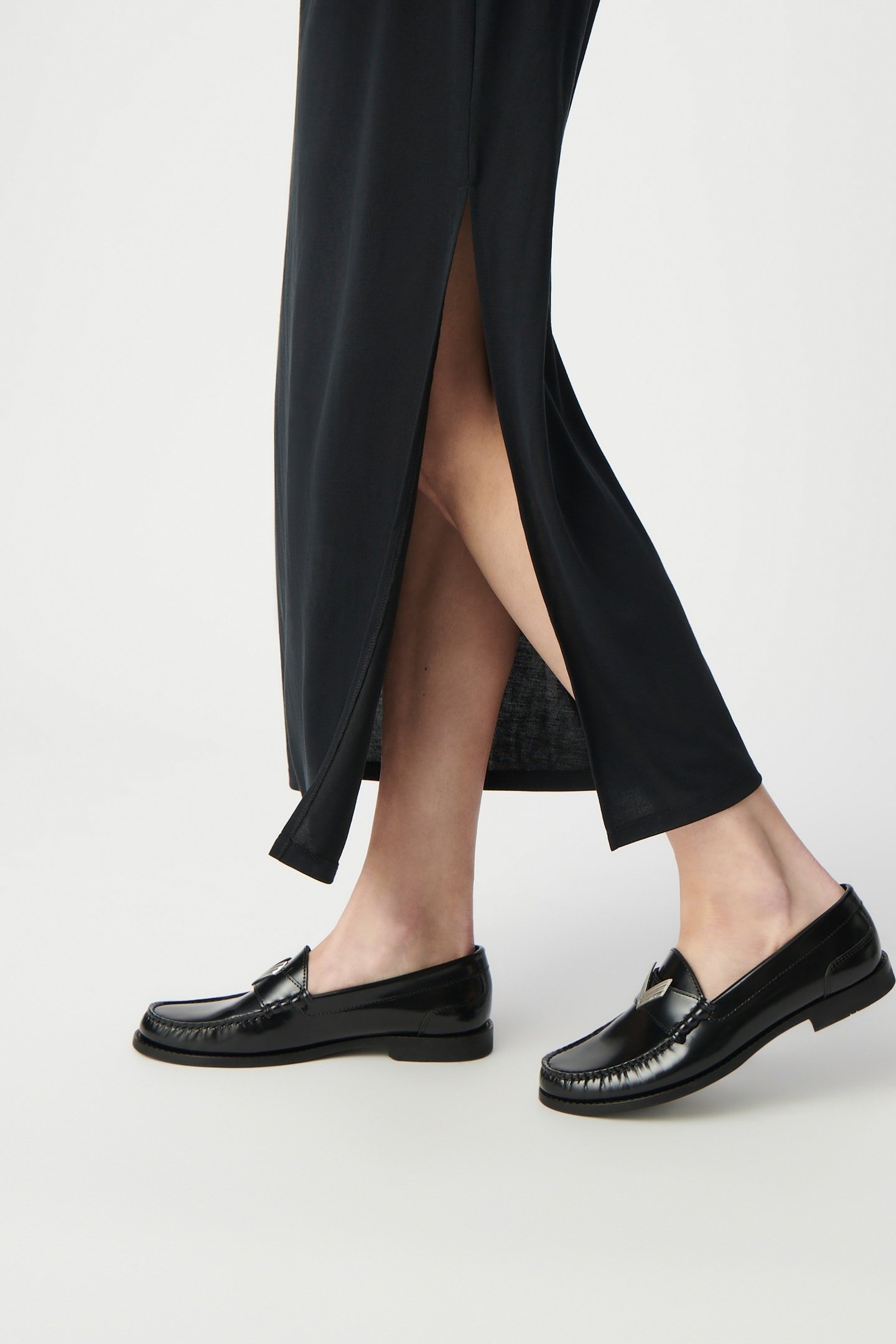 GATHERED BLACK EVENING DRESS WITH RHINESTONE SHOULDERS 7