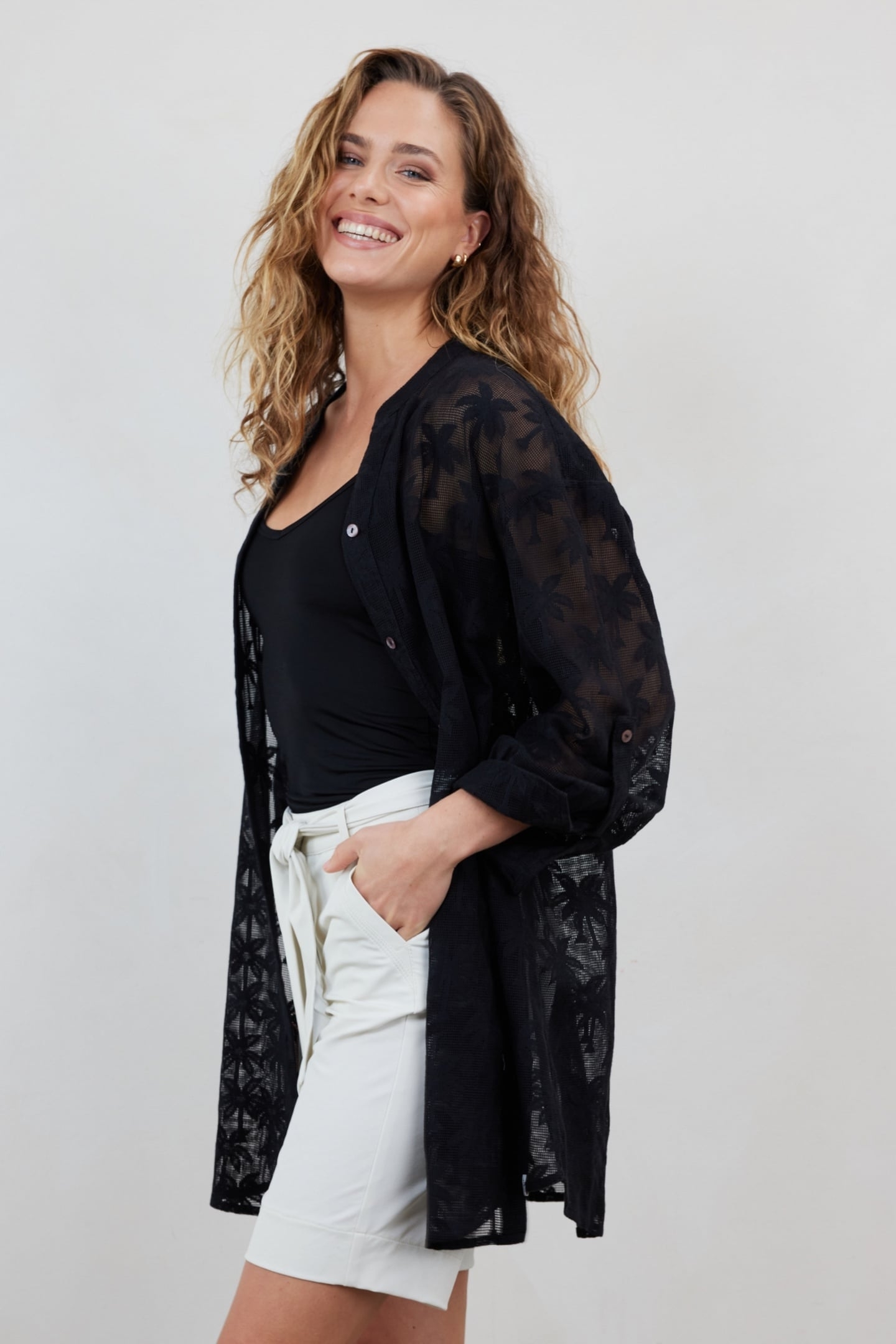 TUNIC PALM JACQUARD IN BLACK 1