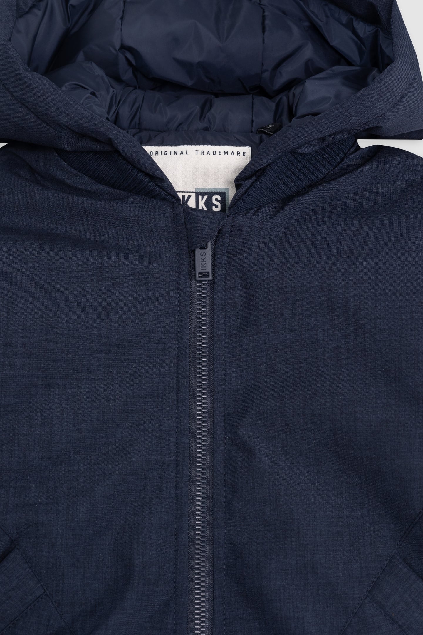 NAVY TWO-MATERIAL HOODED BOMBER 4
