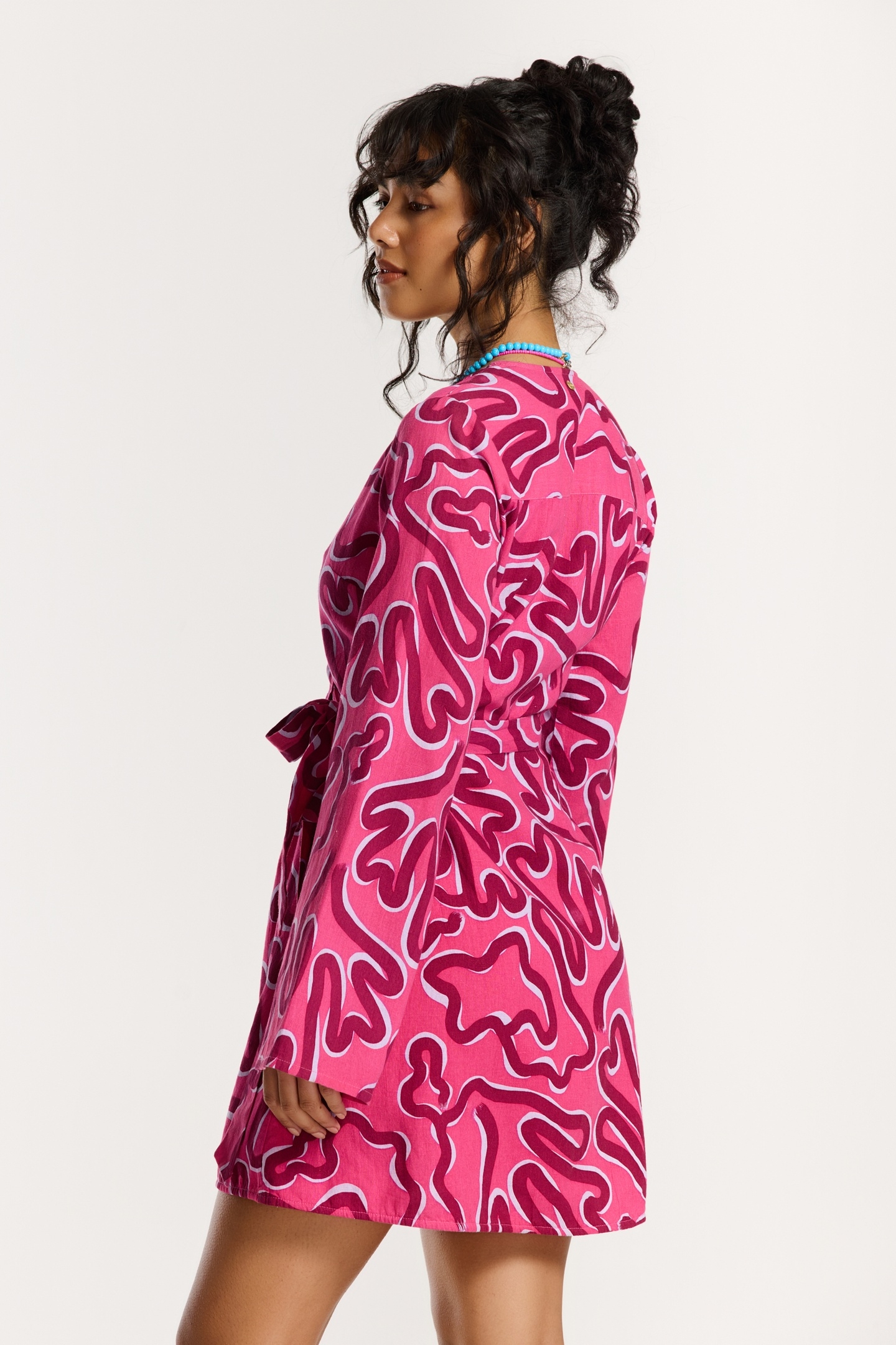 JANELLE DRESS SWIRLY CORAL PINK MAGENTA SWIRLY CORAL 7