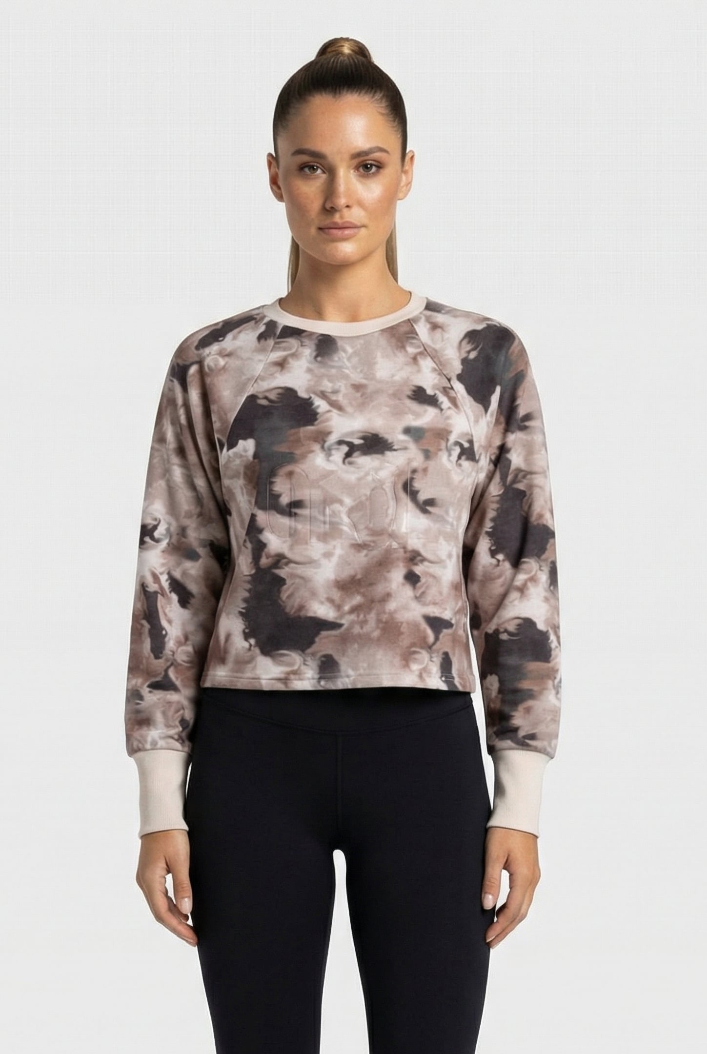 WOMAN SWEATER ALLOVER PRINT A-AFW814W22 PASTELPARCHMENT 11 0 1