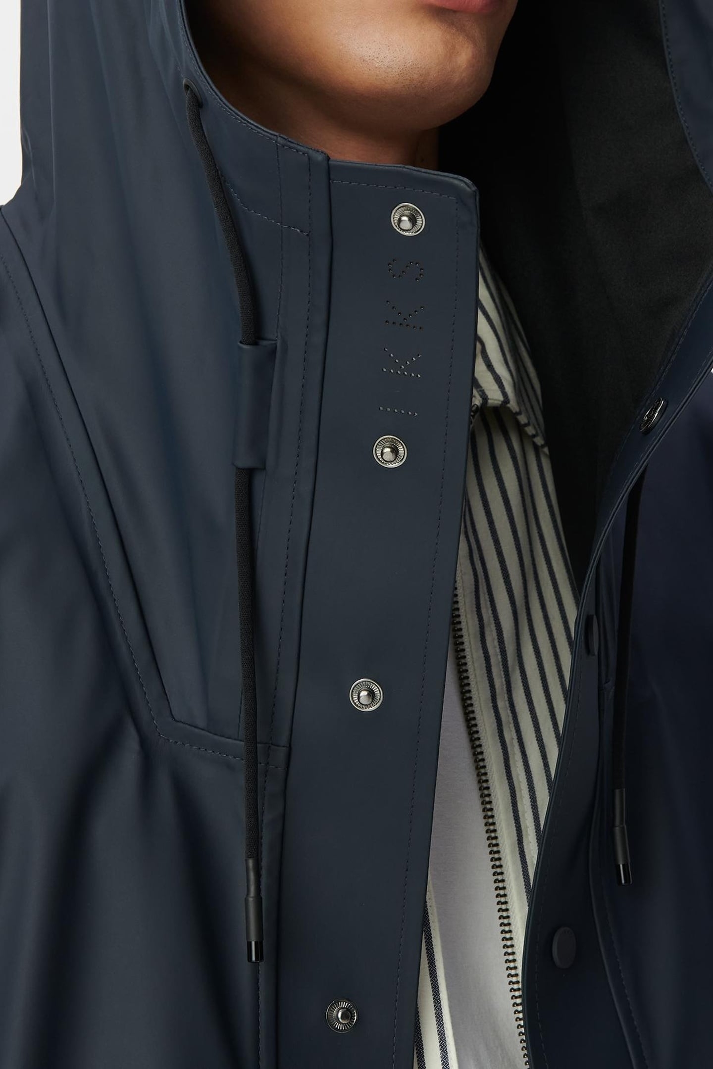 NAVY RUBBER NYLON HOODED PARKA 5