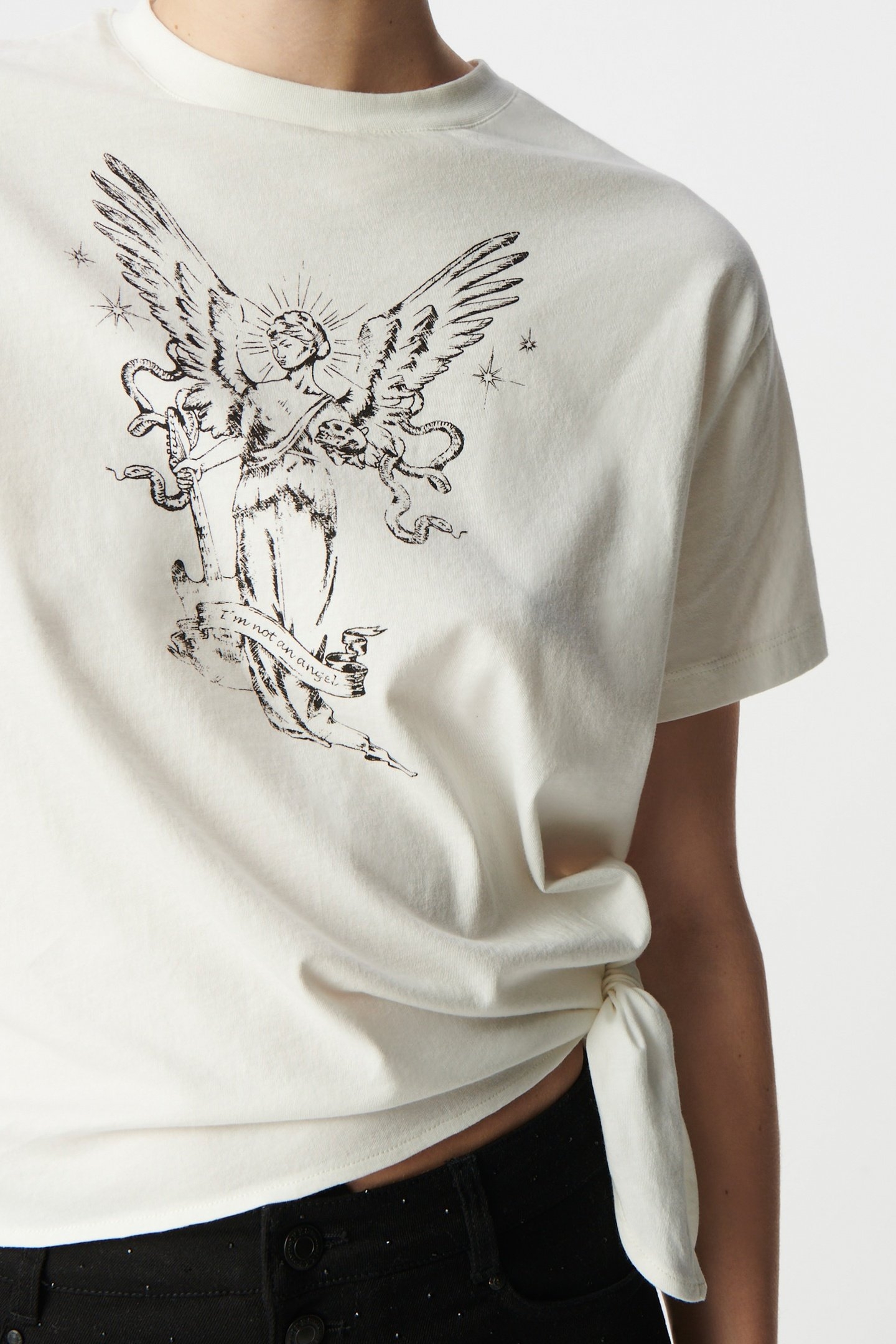 WHITE TEE-SHIRT ORGANIC COTTON TO TIE WINGED STATUE 3