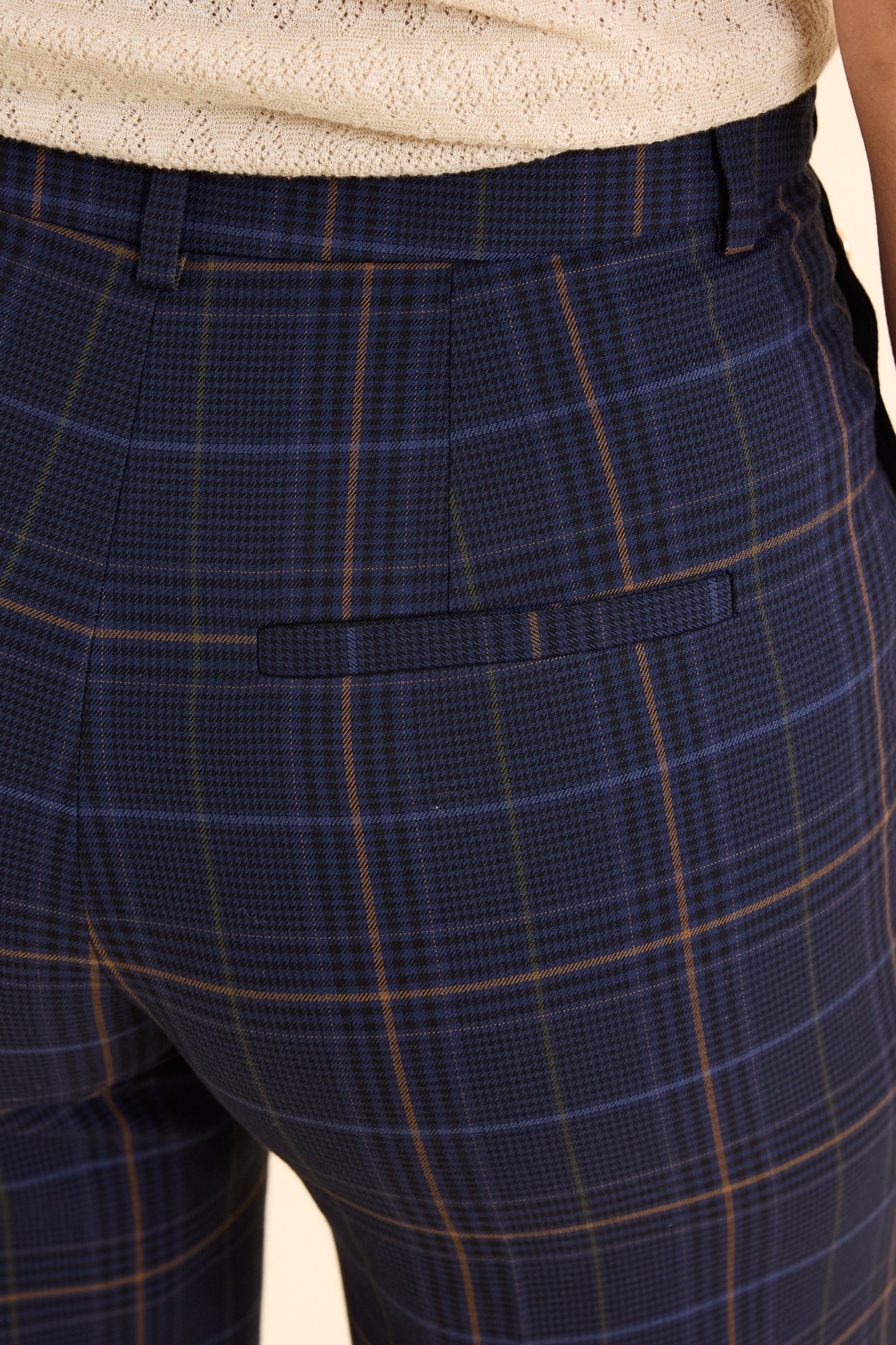 NAVY CHECK SUIT TROUSERS MARINE 7