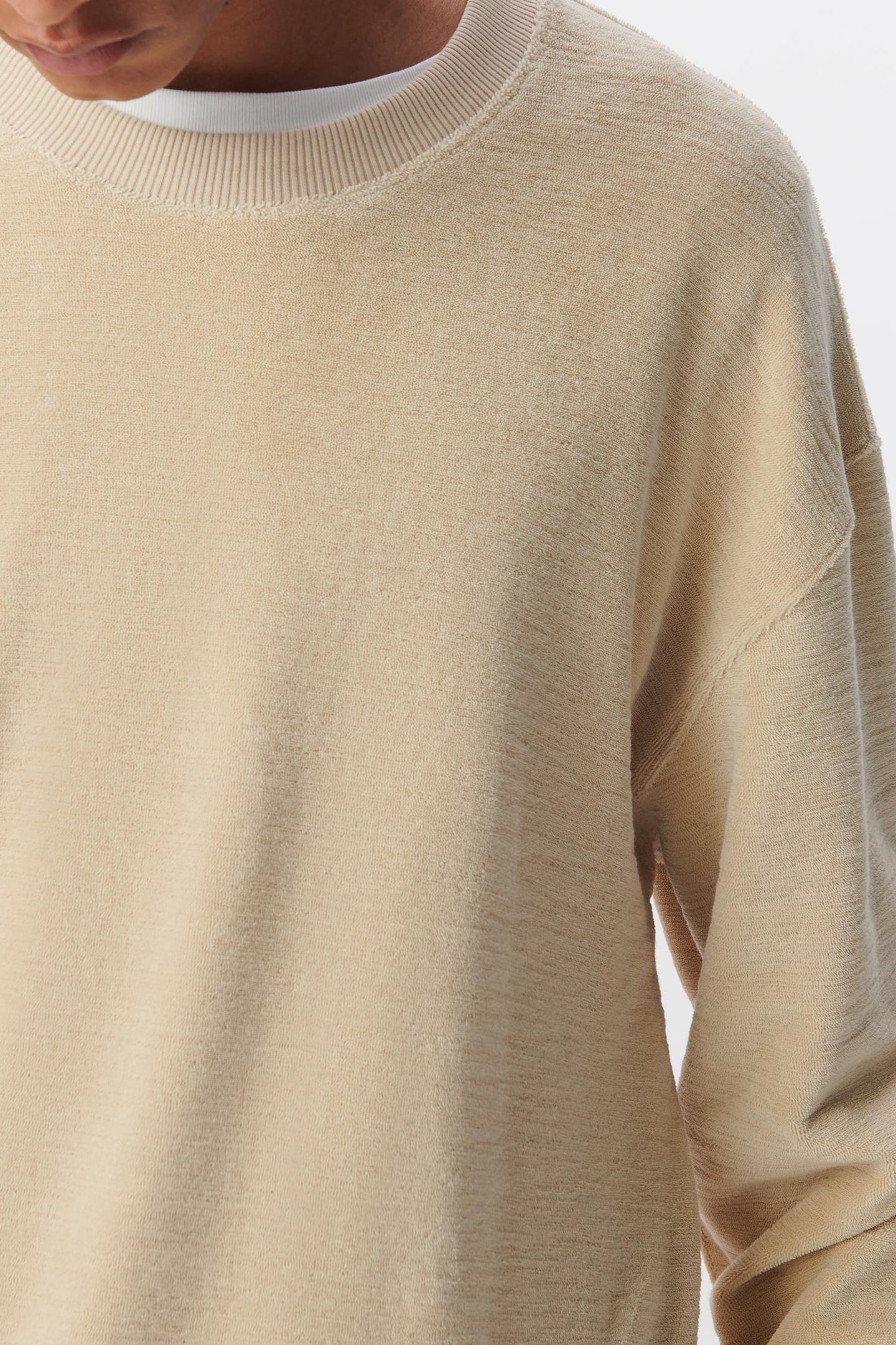 BEIGE ORGANIC COTTON TERRY CLOTH SWEATSHIRT 5