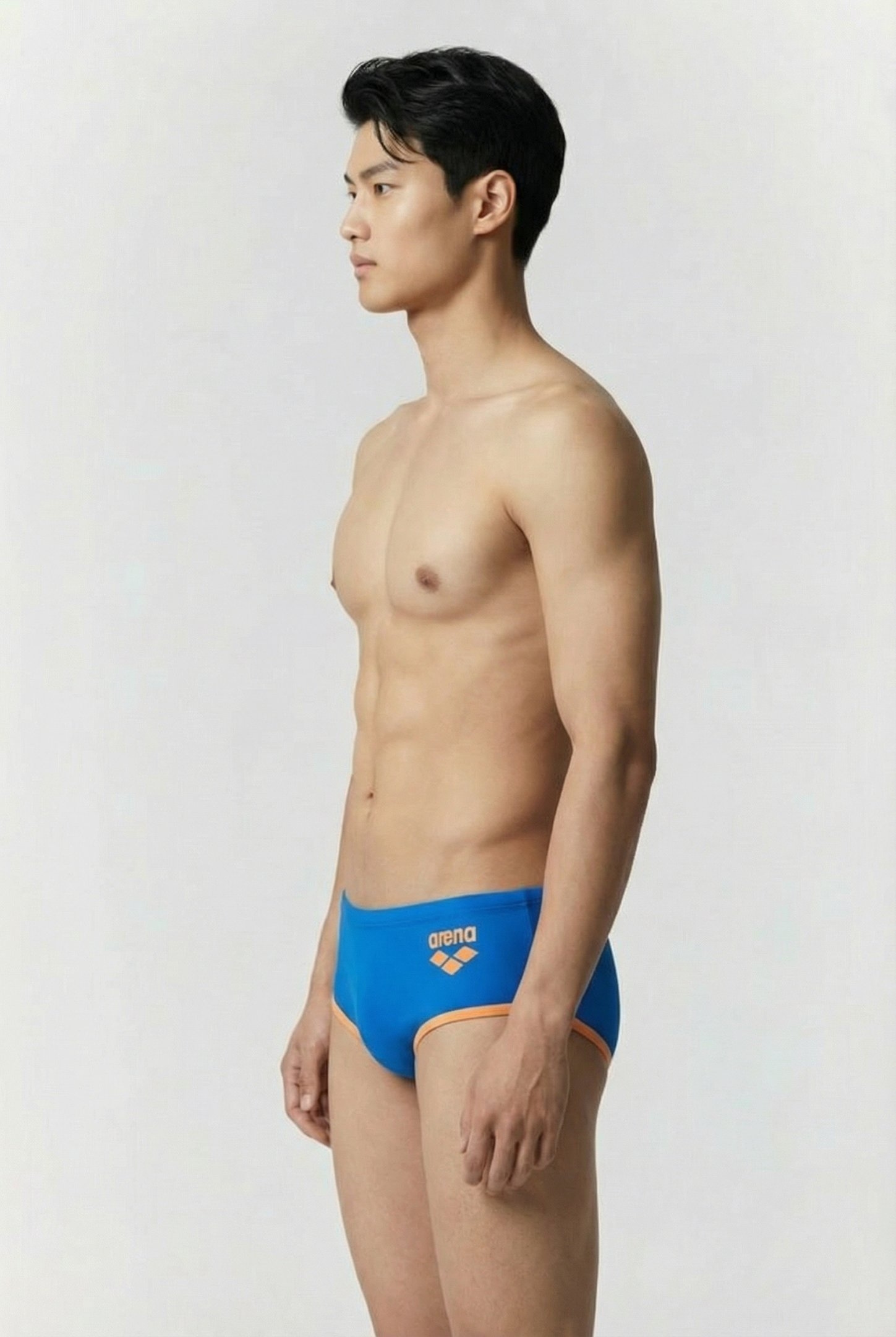 MEN'S ARENA ONE 12CM SWIM BRIEFS BIG LOG BLUE RIVER FLUO ORA 3