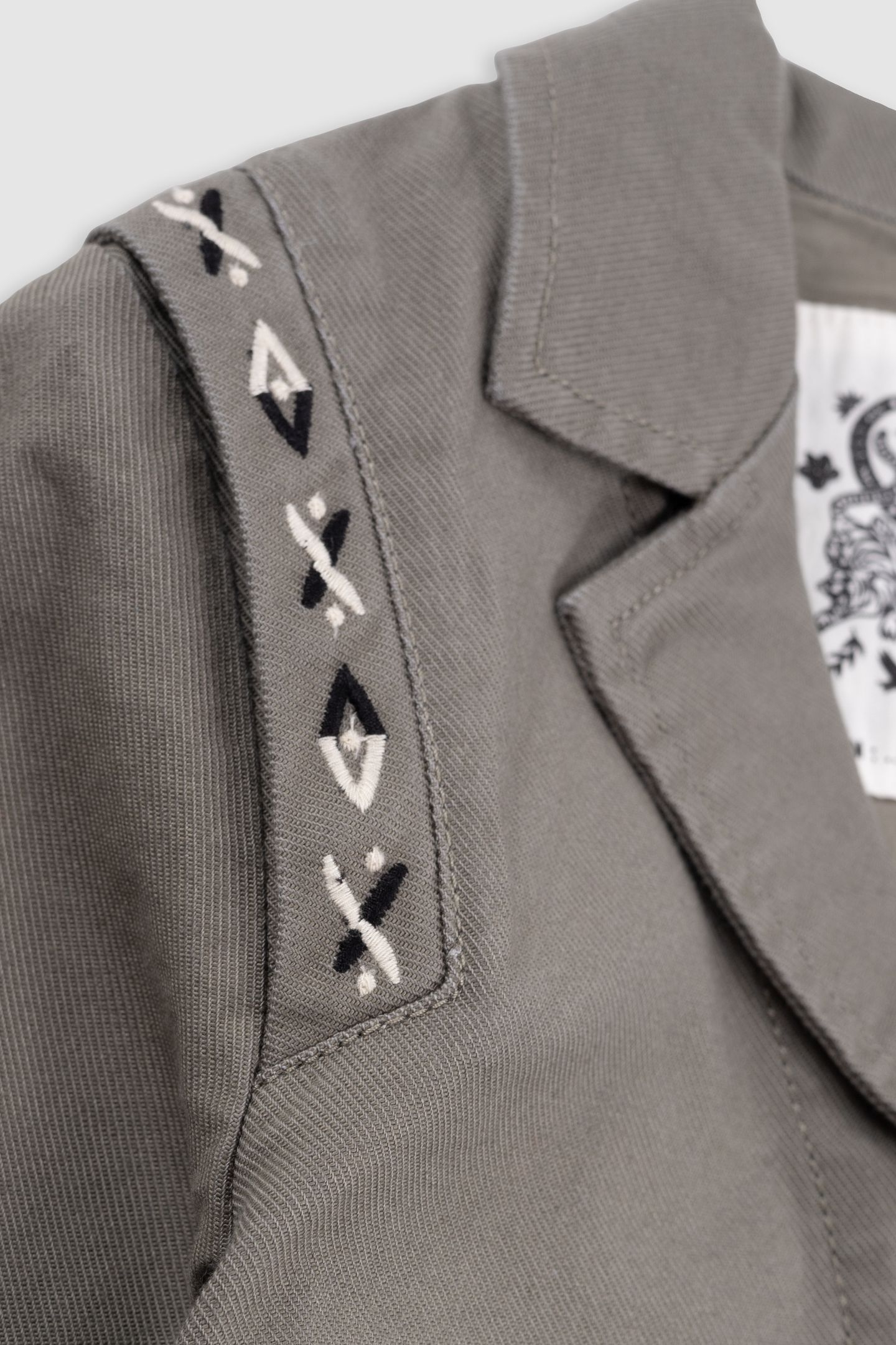 KHAKI MAXI EMBROIDERED BACK SAFARI JACKET 7