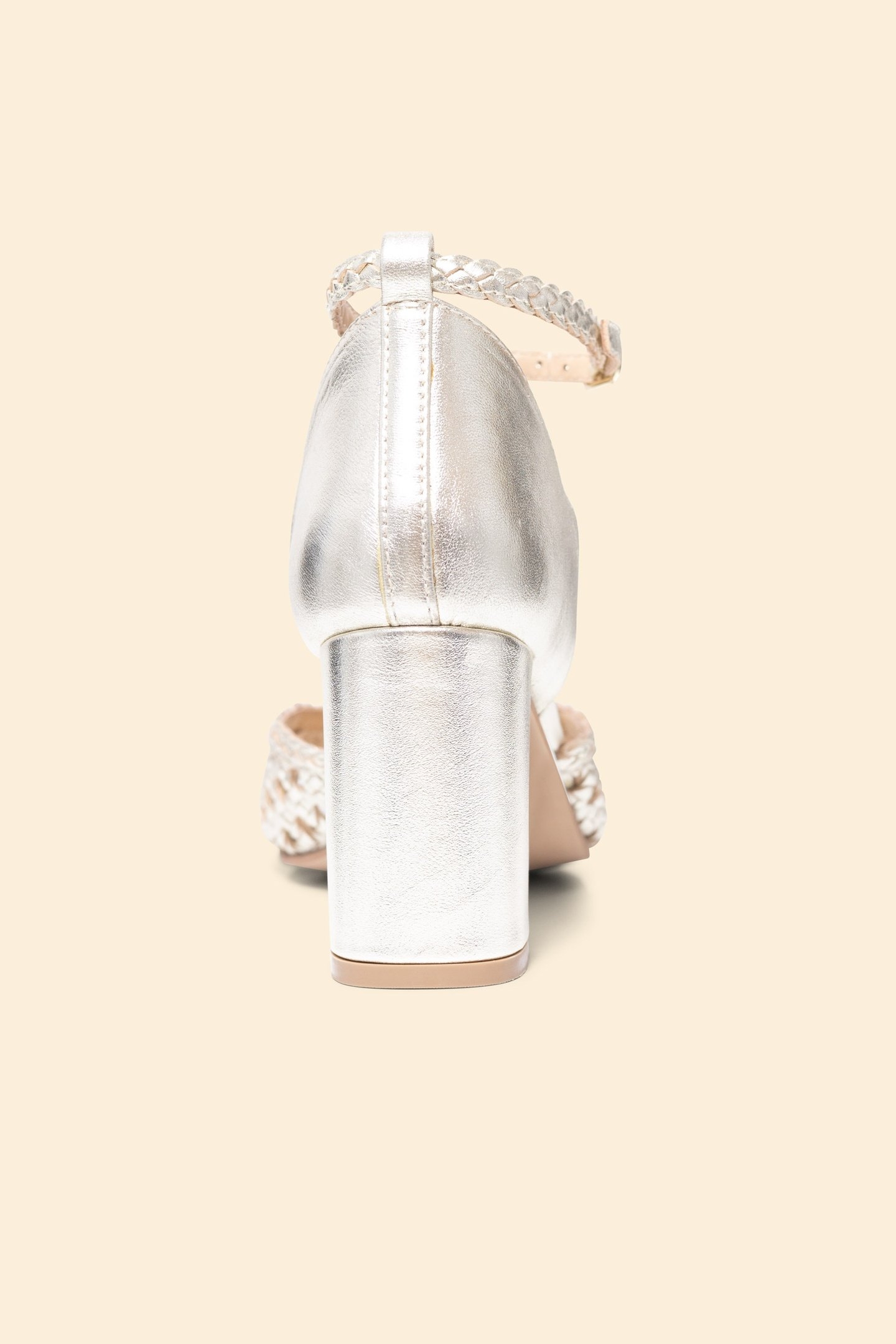 WOVEN LEATHER SANDALS WITH GOLD HEEL GOLD 3