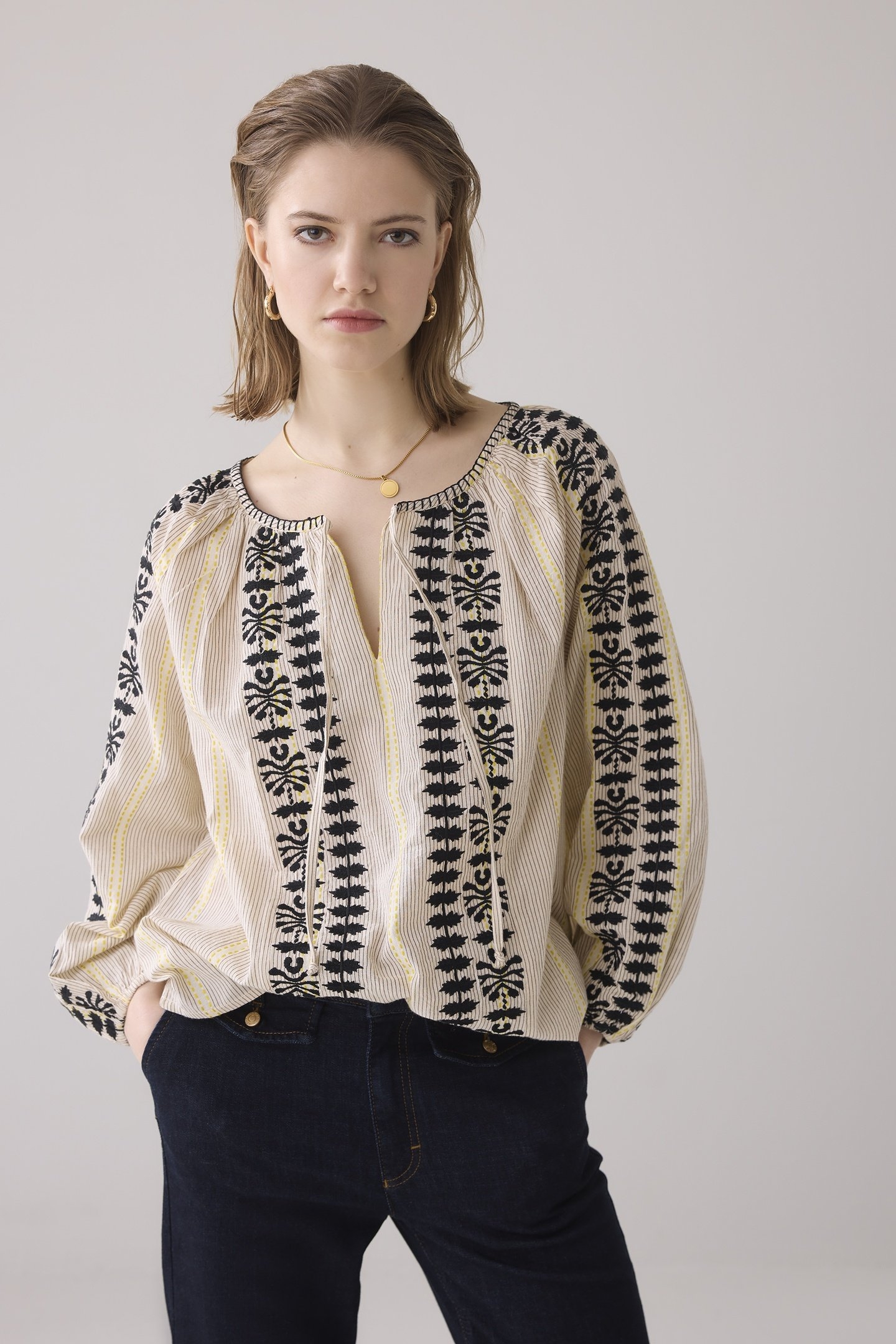 LONGSLEEVE TOP MOMOSA STRIPE PEBBLE BEIGE 2