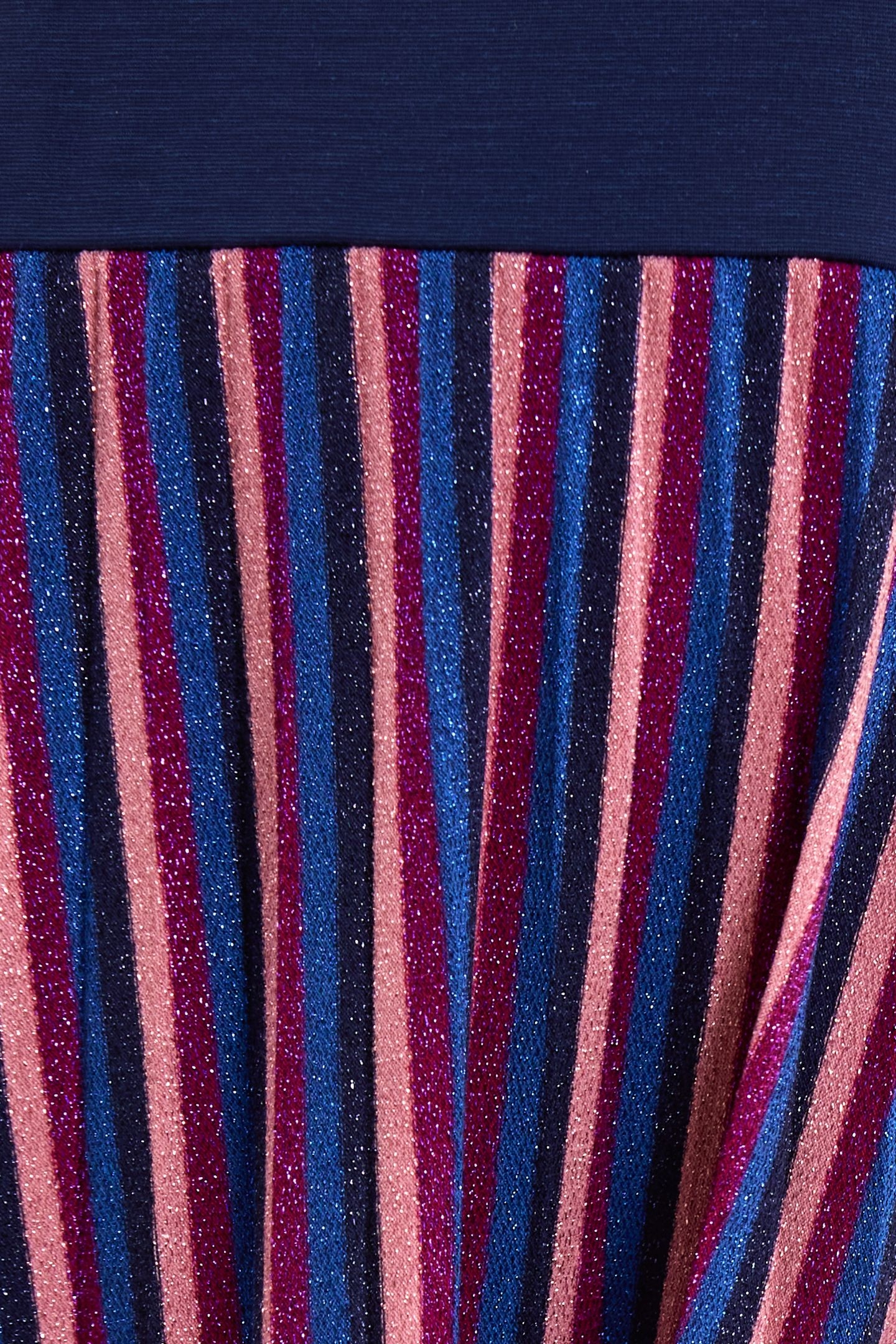 LUREX STRIPED PLEATED BI-MATERIAL MAXI DRESS VIOLINE 7