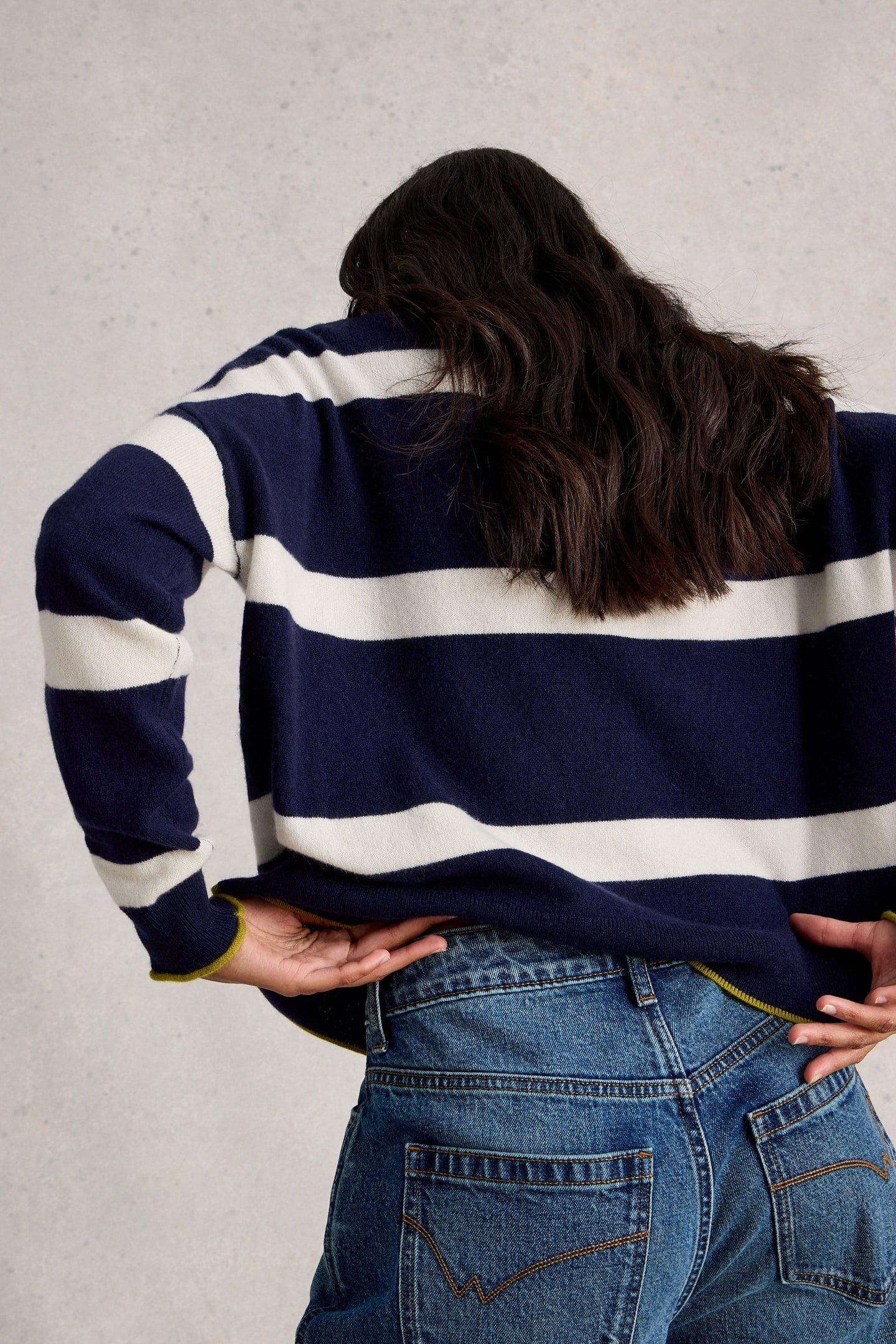 KITTY STRIPE CASHMERE JUMPER NAVY MULTI 2