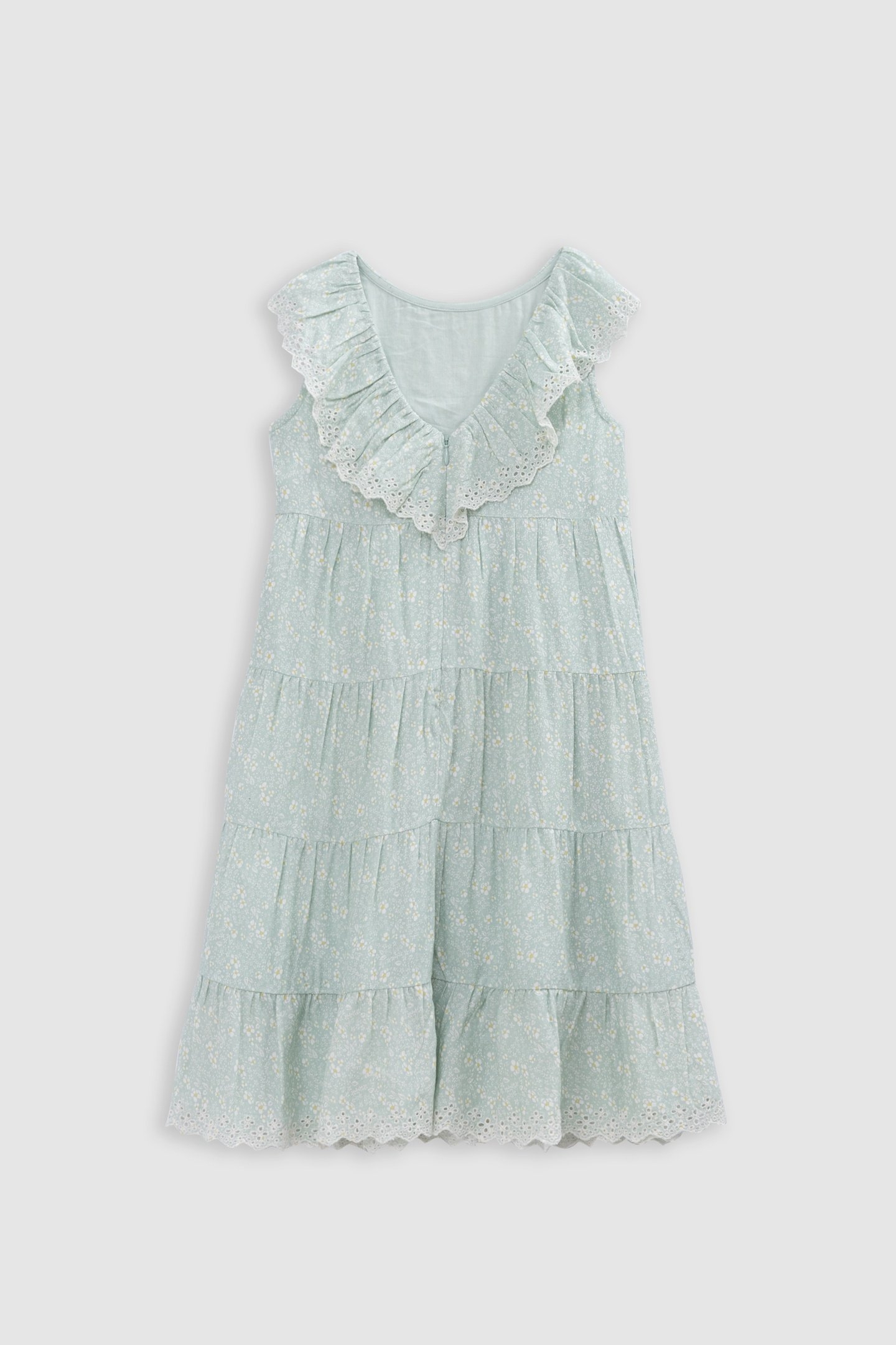 WATER GREEN FLORAL PRINT LONG DRESS 2