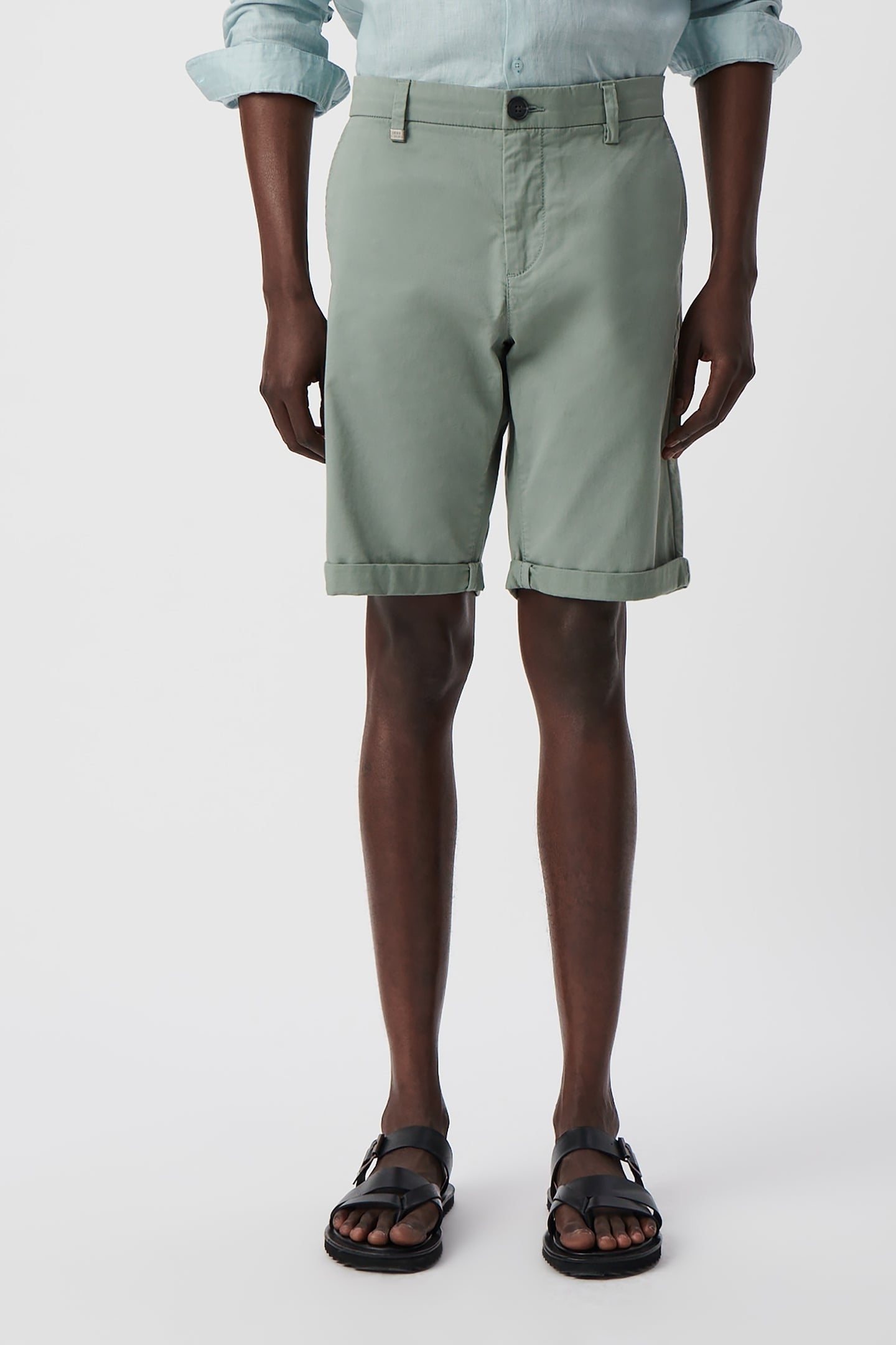 GREY BLUE TAPERED CHINO BERMUDAS 2