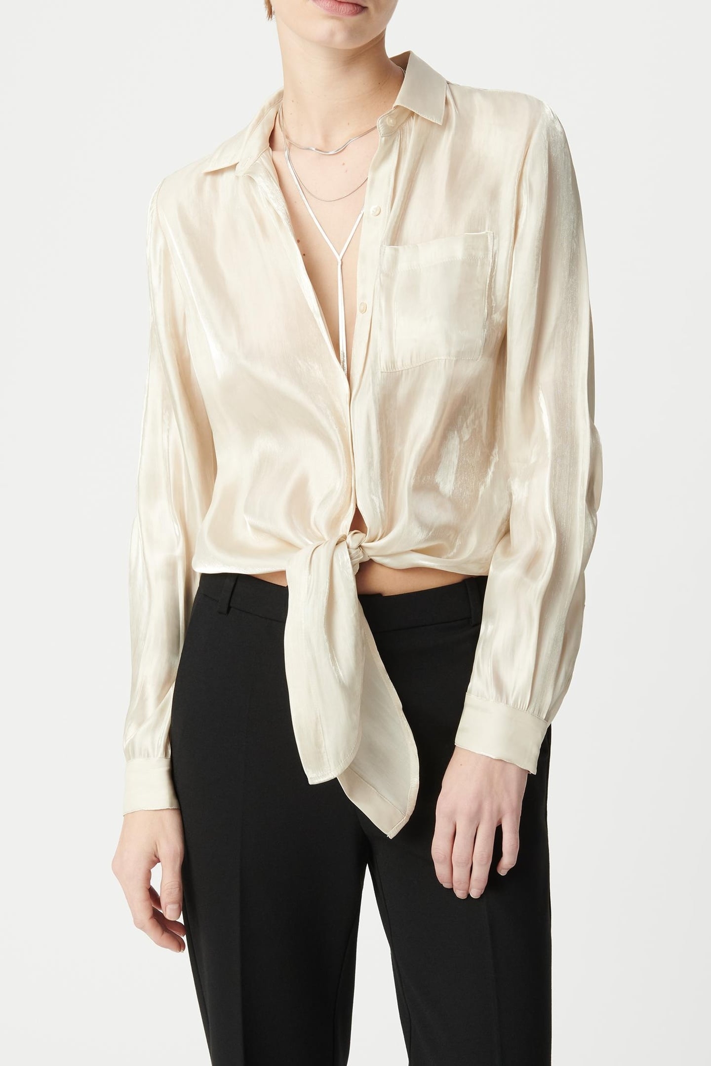 BEIGE GOLD LAMÉ TIE-DYE SHIRT 2