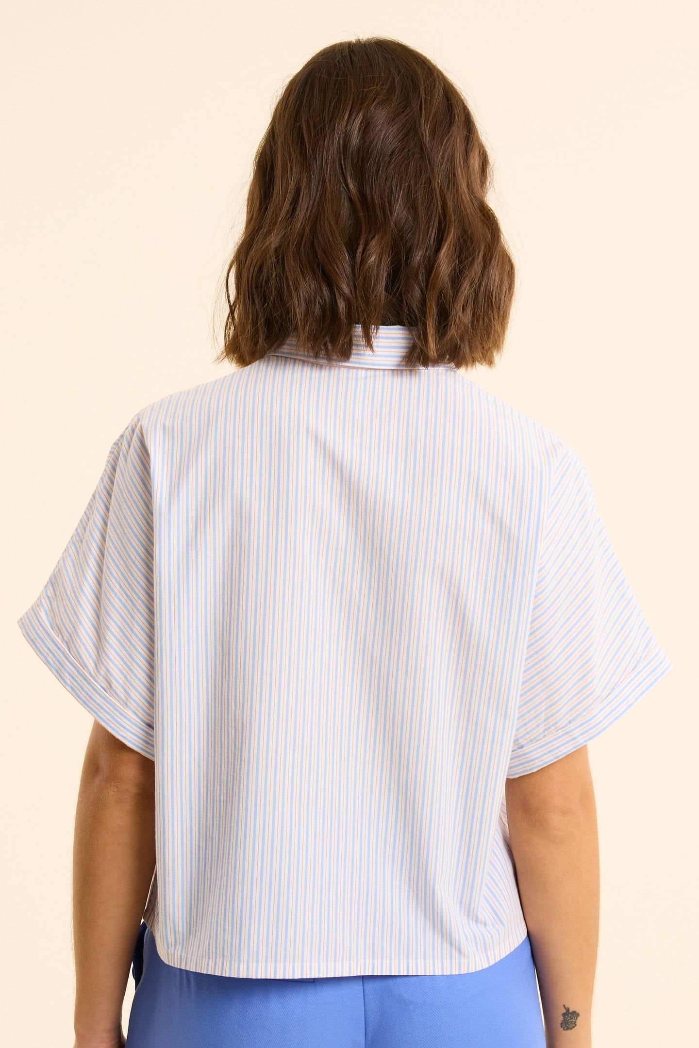 WHITE STRIPED CROPPED SHIRT OFF-WHITE 4