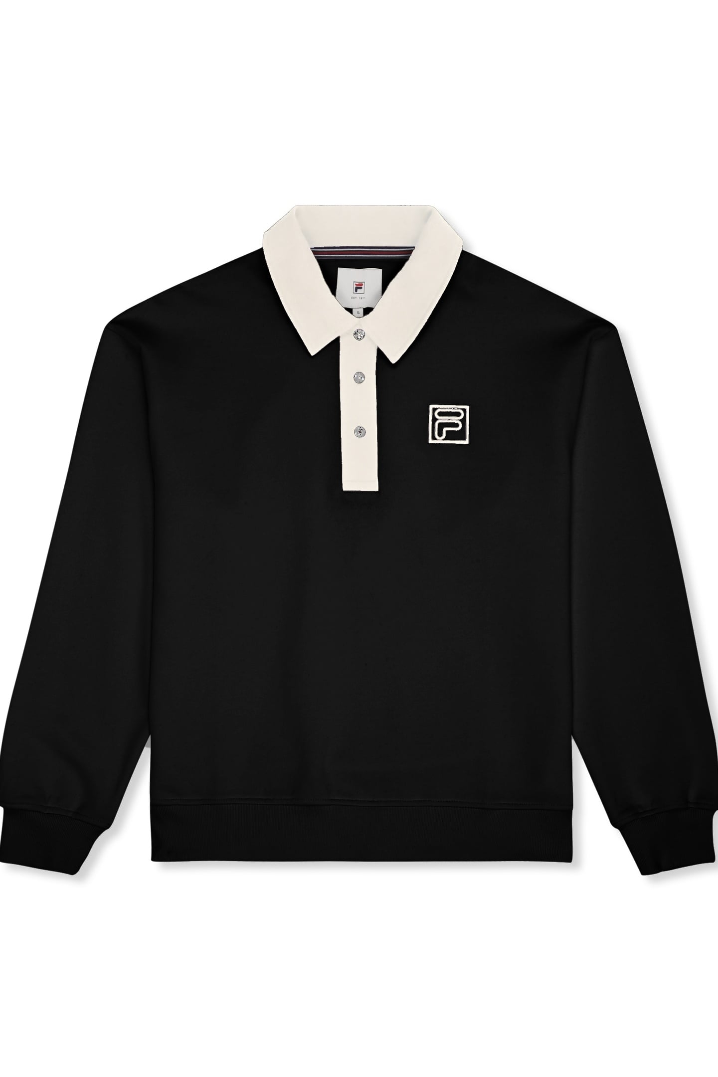 LAGRIO LOOSE POLO SWEATSHIRT BLACK-EGRET 5
