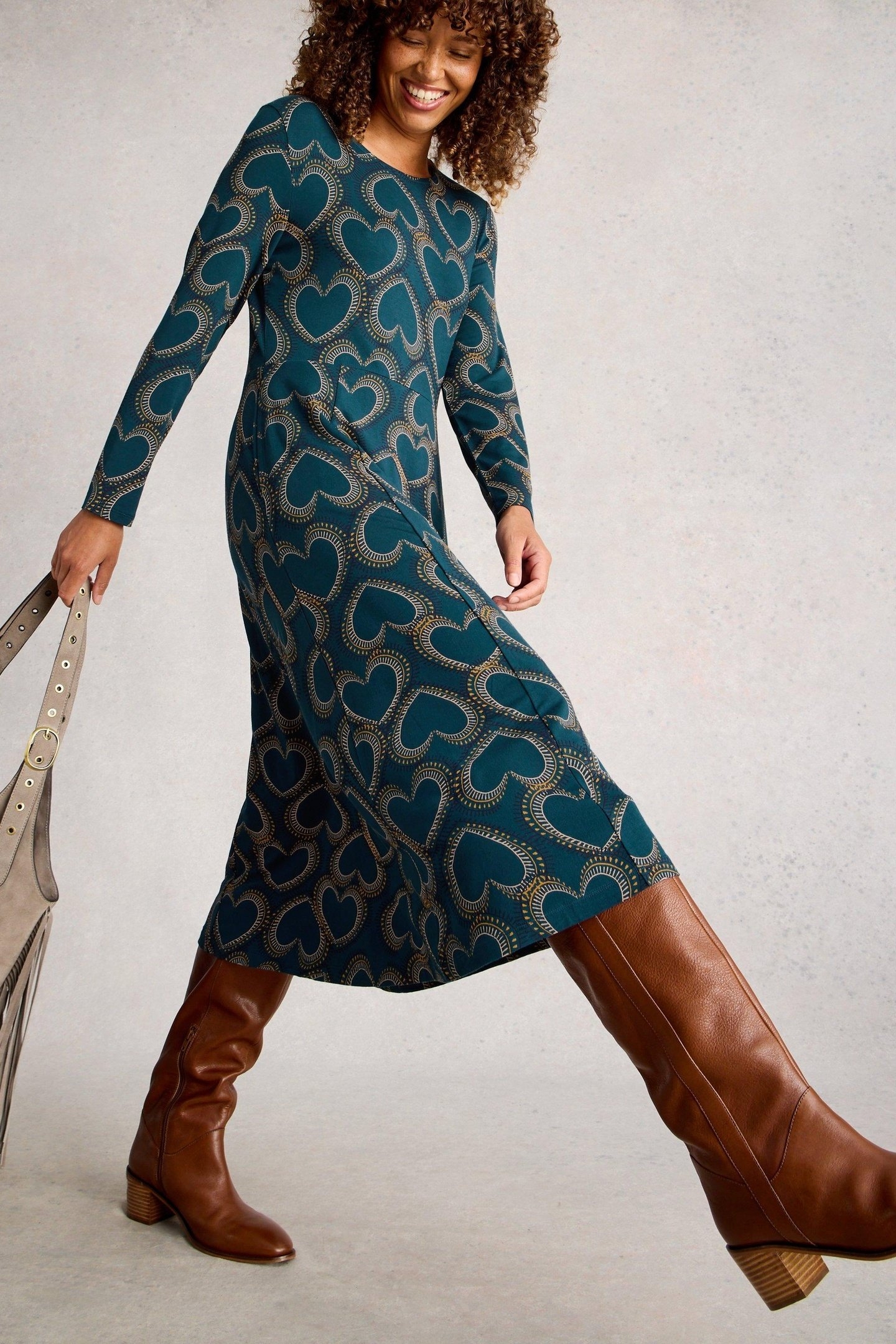 MADELINE JERSEY DRESS TEAL MULTI 5