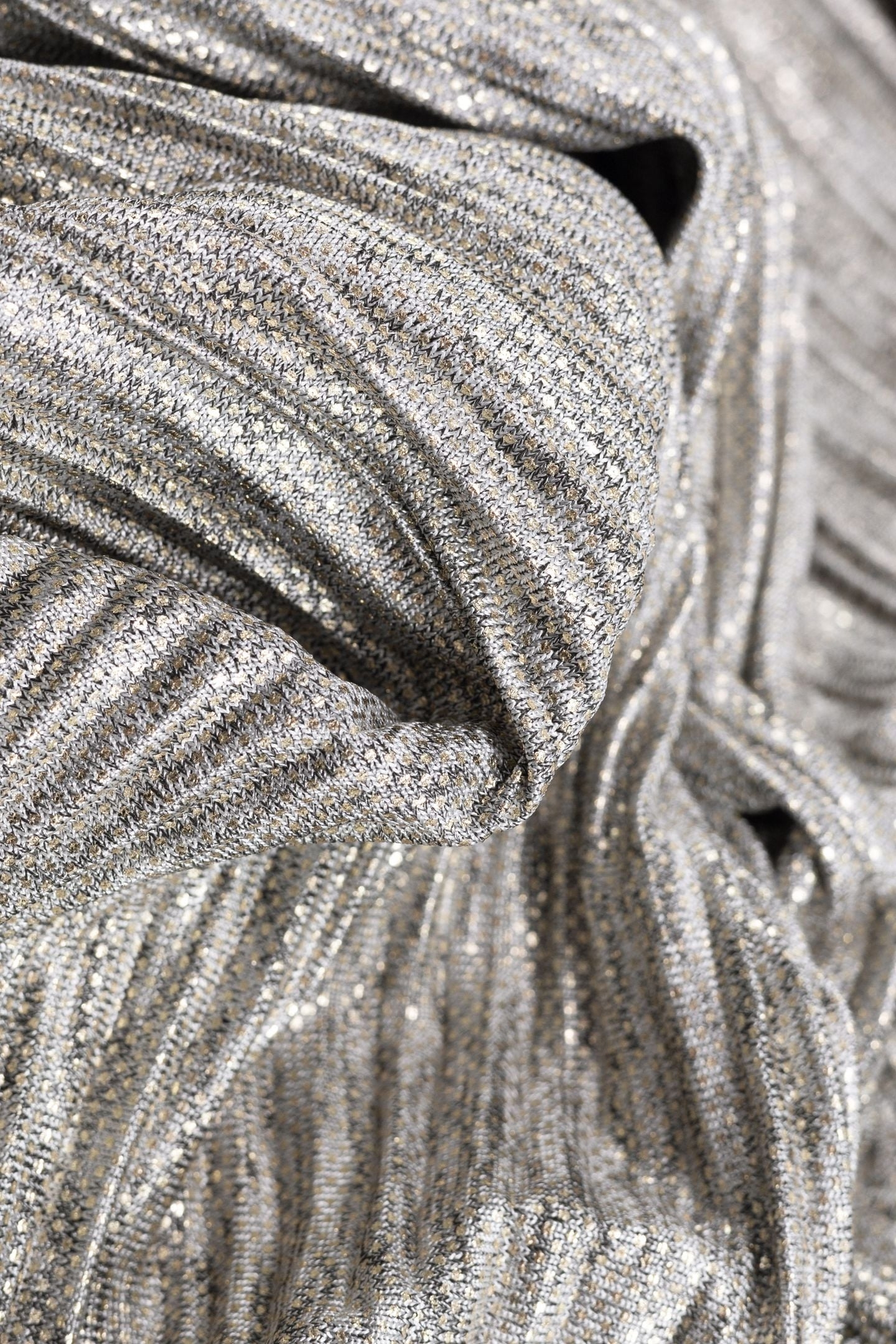 GREY PLEATED DRESS, DECORATIVE GOLD STRIPES GOLD 7