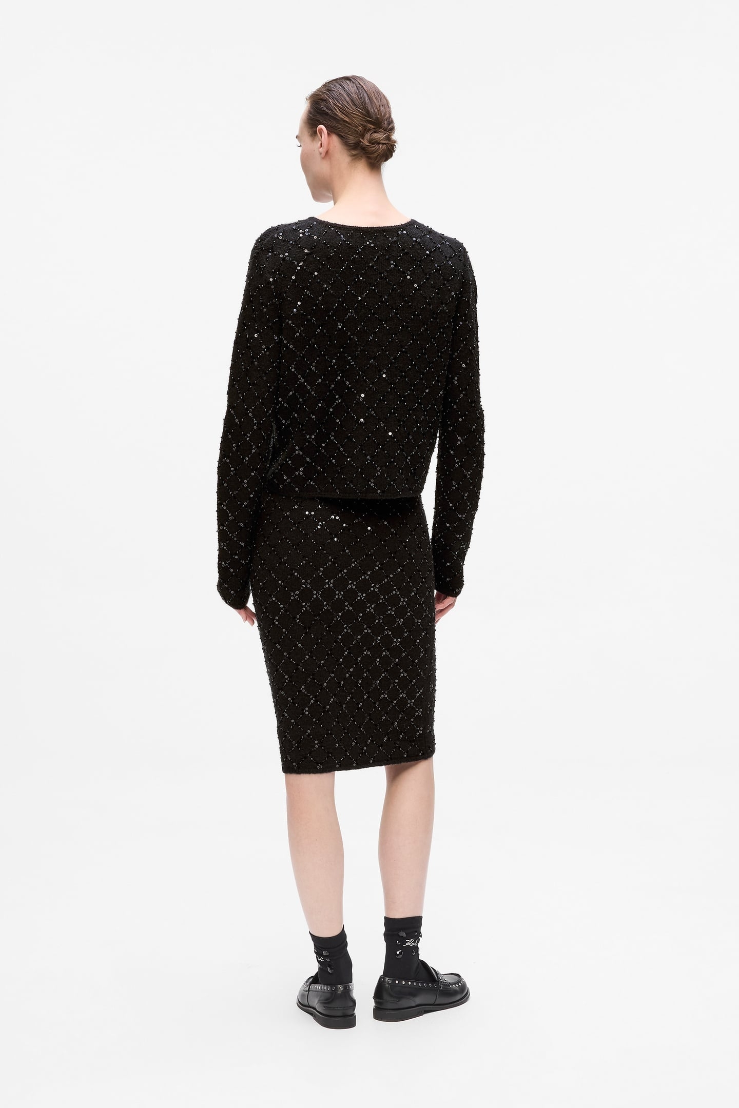 BLACK EMBELLISHED KNIT CARDIGAN 4