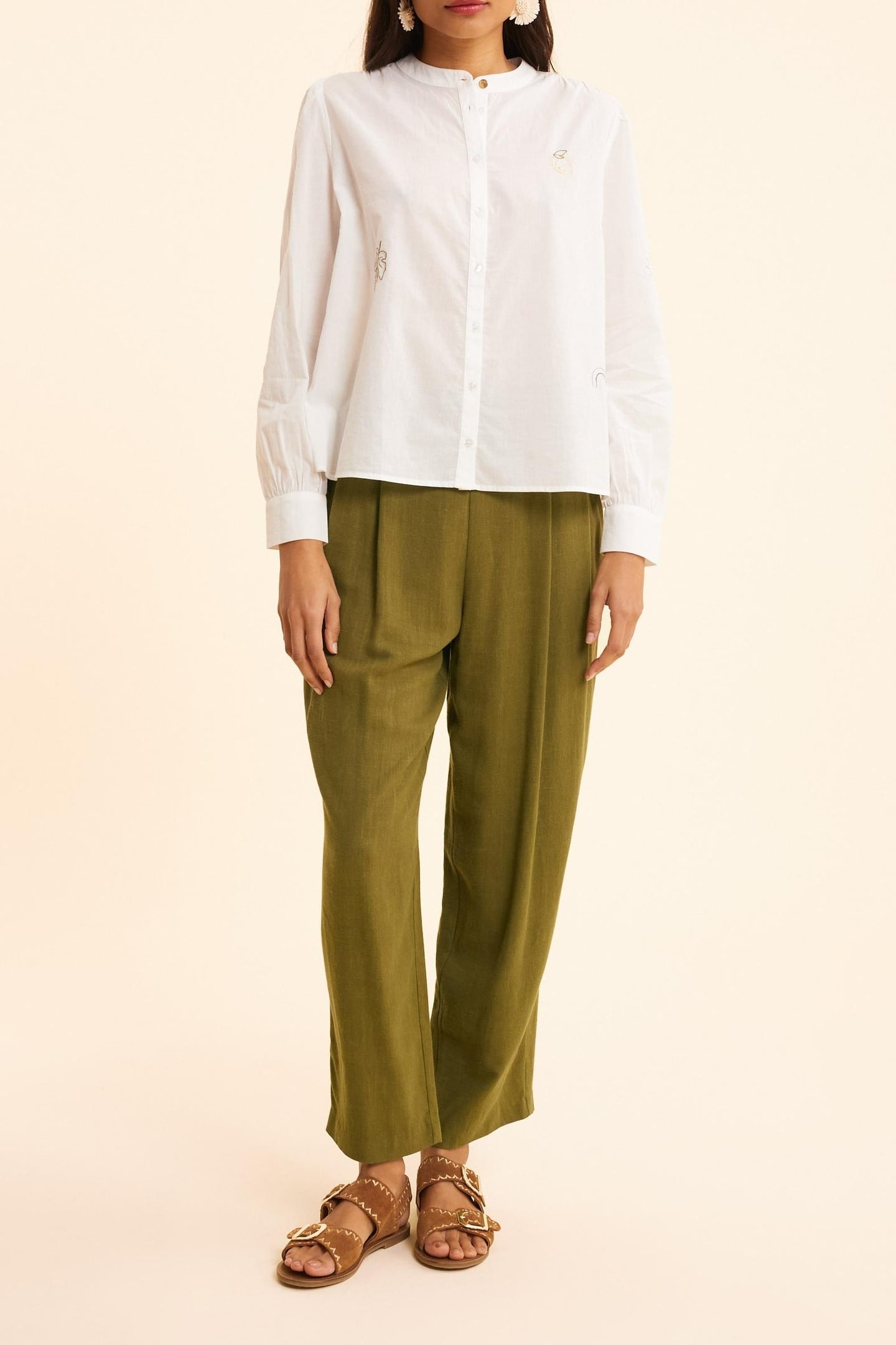 WHITE SHIRT WITH COLORED EMBROIDERY OFF-WHITE 2