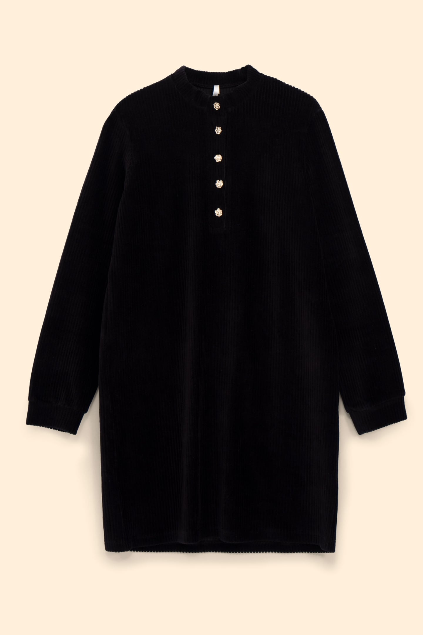 BLACK CORDUROY KNIT DRESS BLACK 4