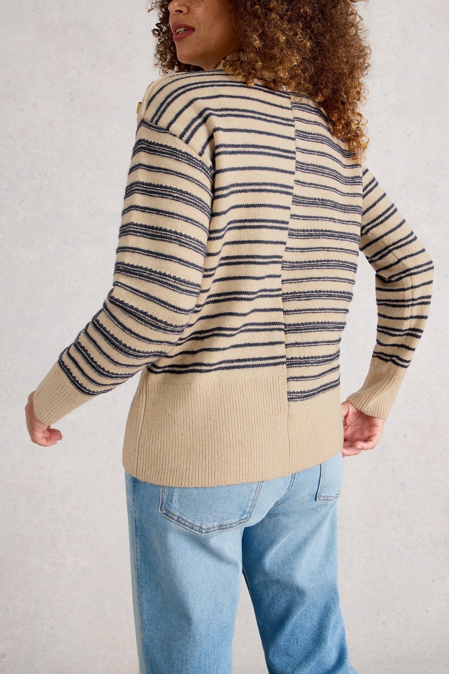 MIX STRIPE STAND NK JUMPER NATURAL MULTI 3