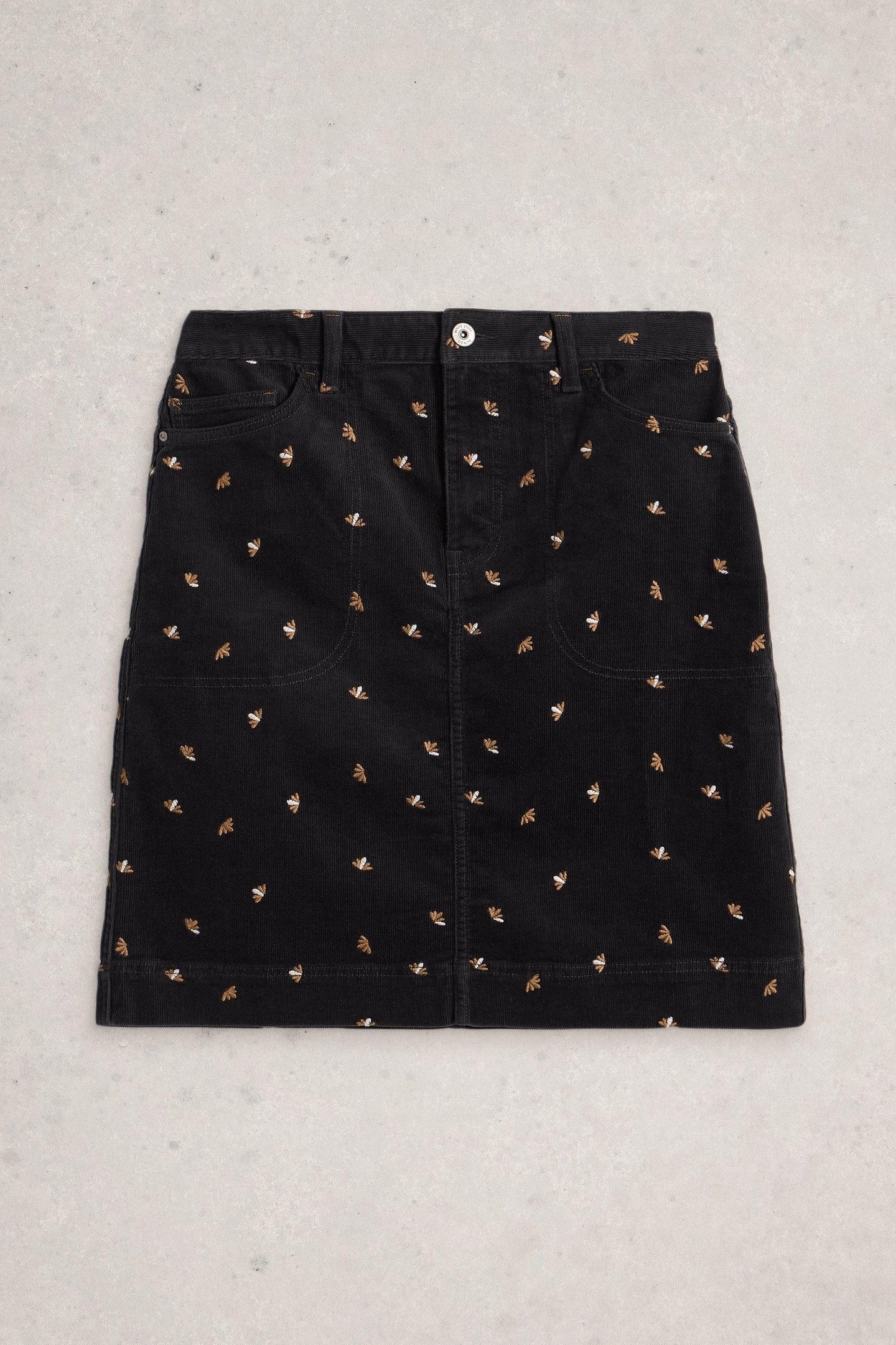 TIA EMBROIDERED CORD SKIRT GREY MULTI 4