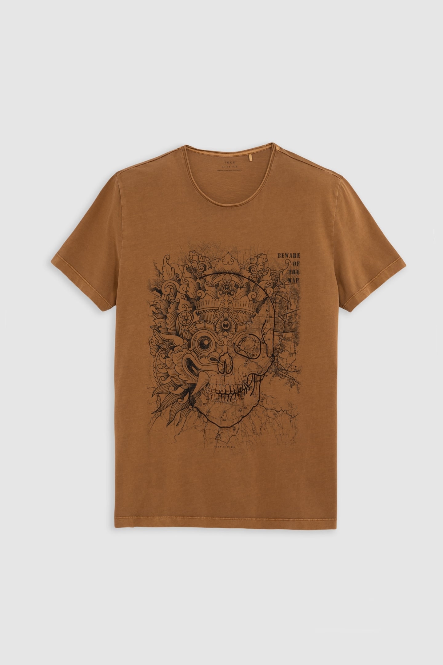 SAFFRON ORGANIC COTTON T-SHIRT WITH SKULL-MASK IMAGE 4