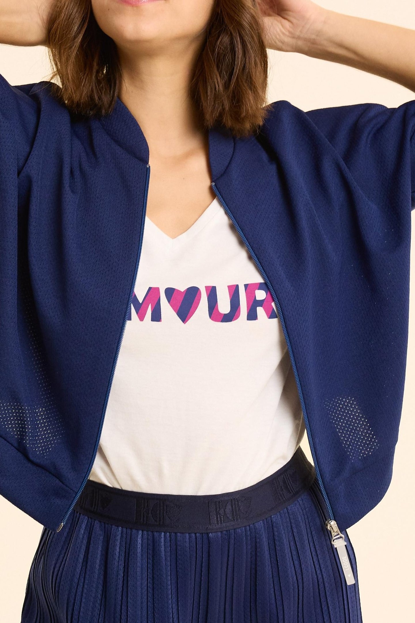 INDIGO TECH KNIT ZIPPED TOP INDIGO 1