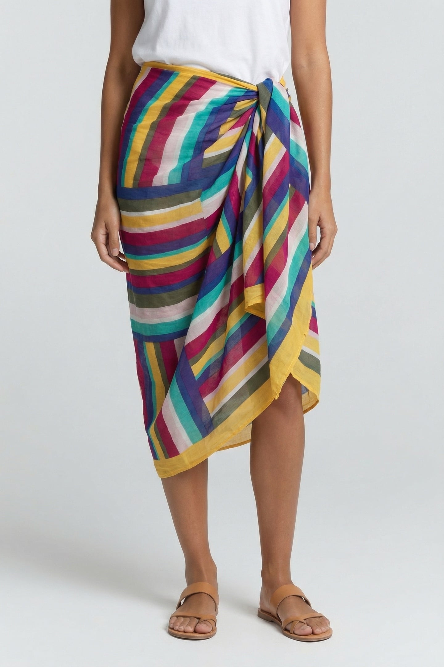 ALMA - BLUE SARONG WITH STRIPED COLOUR PATTERNS 1