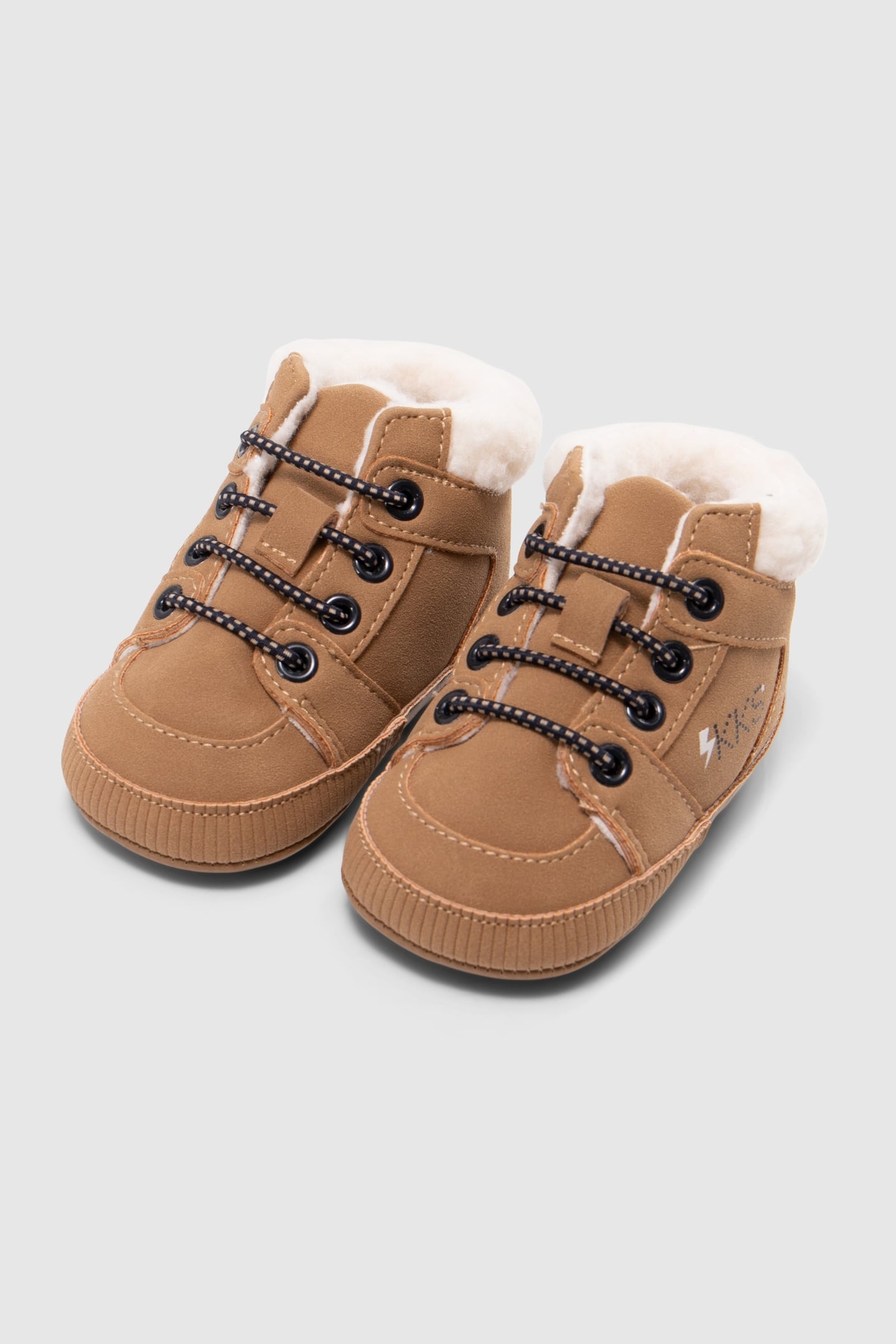 BABY BOY CAMEL TRAINERS WITH SHERPA TRIM 4