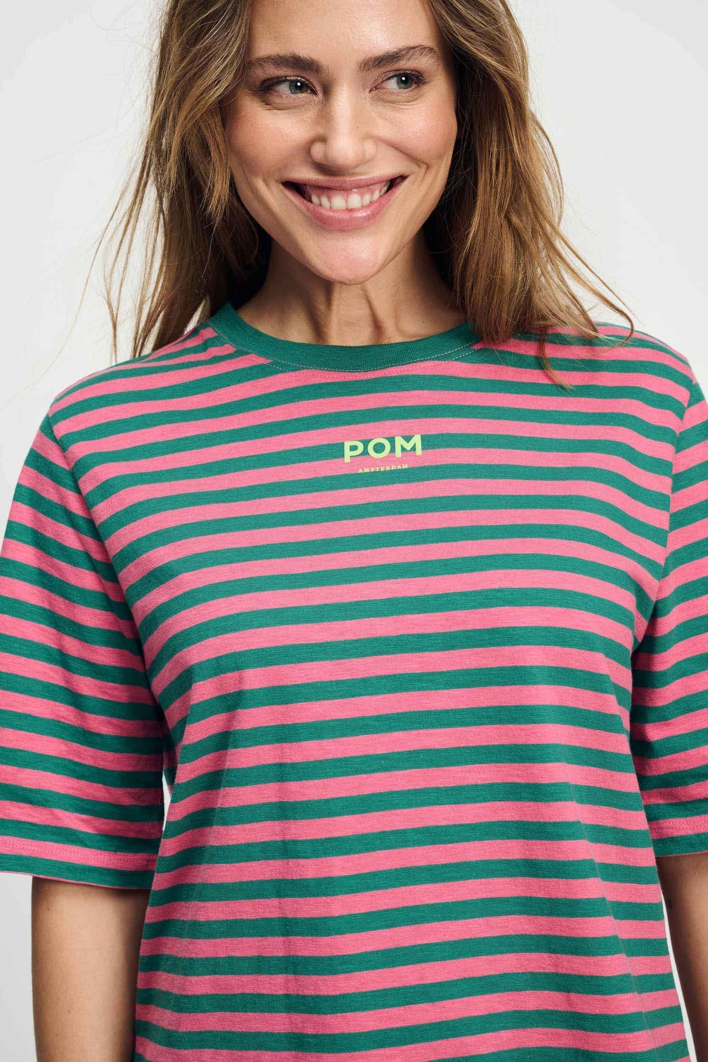 TSHIRT - STRIPED PINK GREEN MULTI COLOUR 5