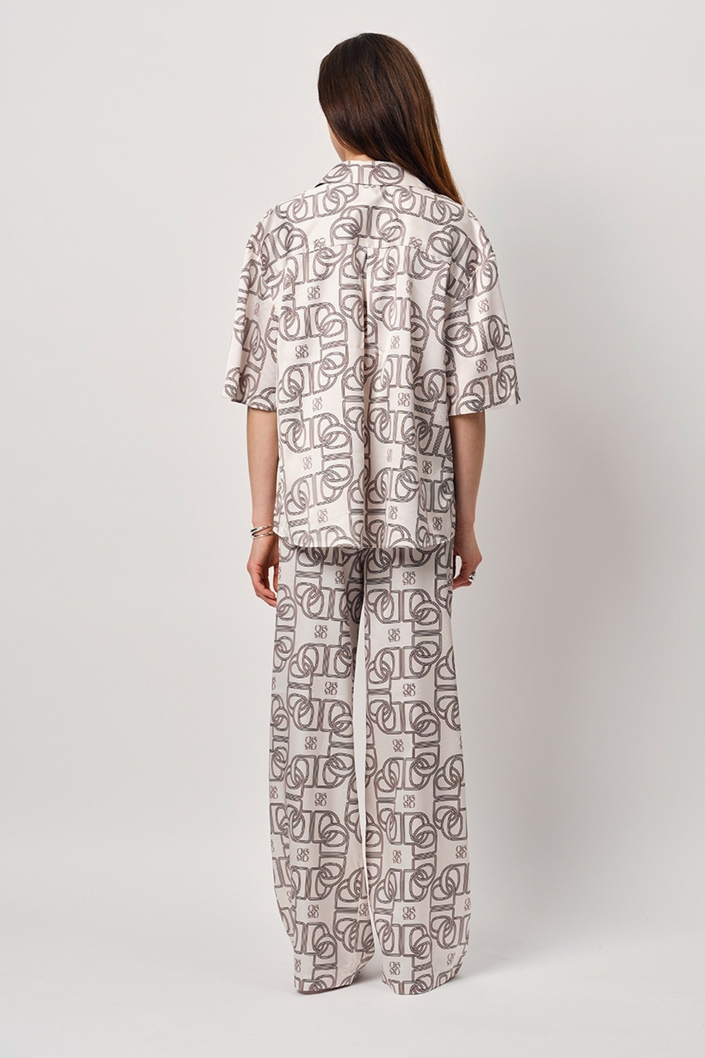 TEO LOGO PRINTED WIDE LEG PANTS BUTTER CREAM 2