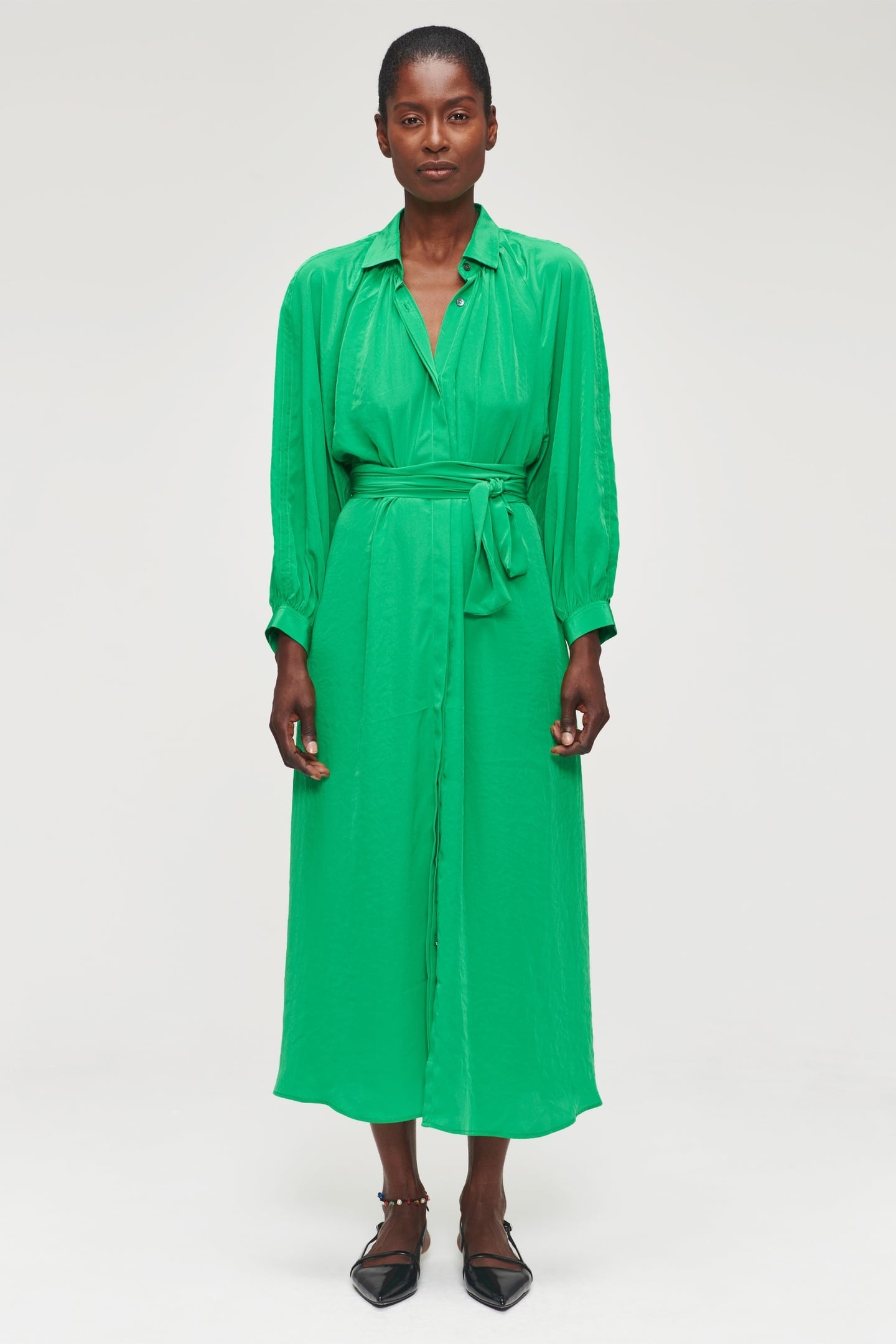 TECHNOSILK GATHERED DRESS VIVID GREEN 2