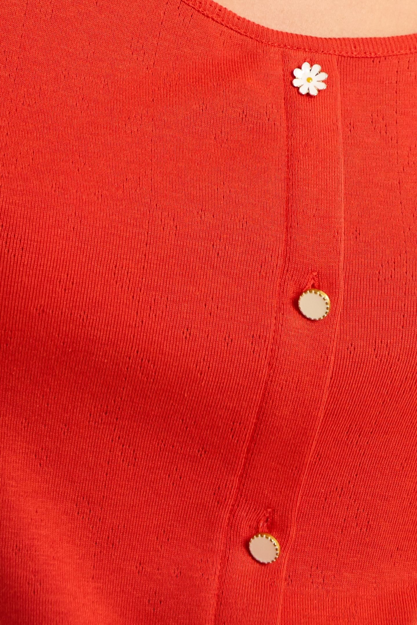RED POINTELLE KNIT T-SHIRT WITH BUTTONS CARMINE RED 5