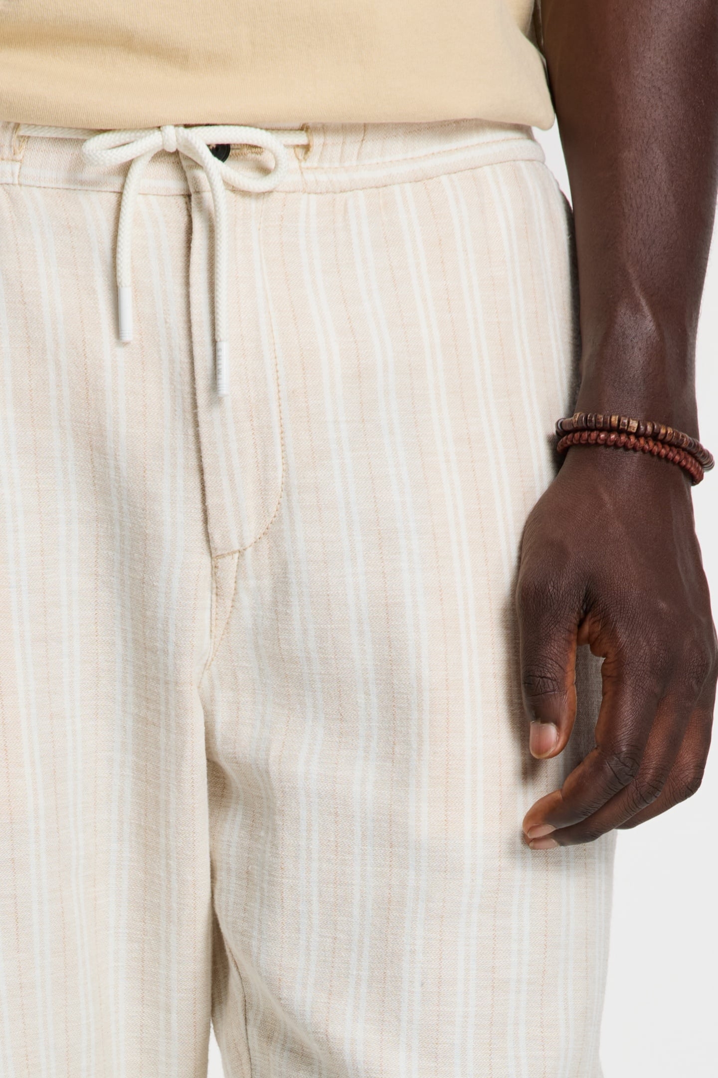 LENNY LINEN TROUSERS YARN DYE STRIPES BEIGE SAND STRIPES 6