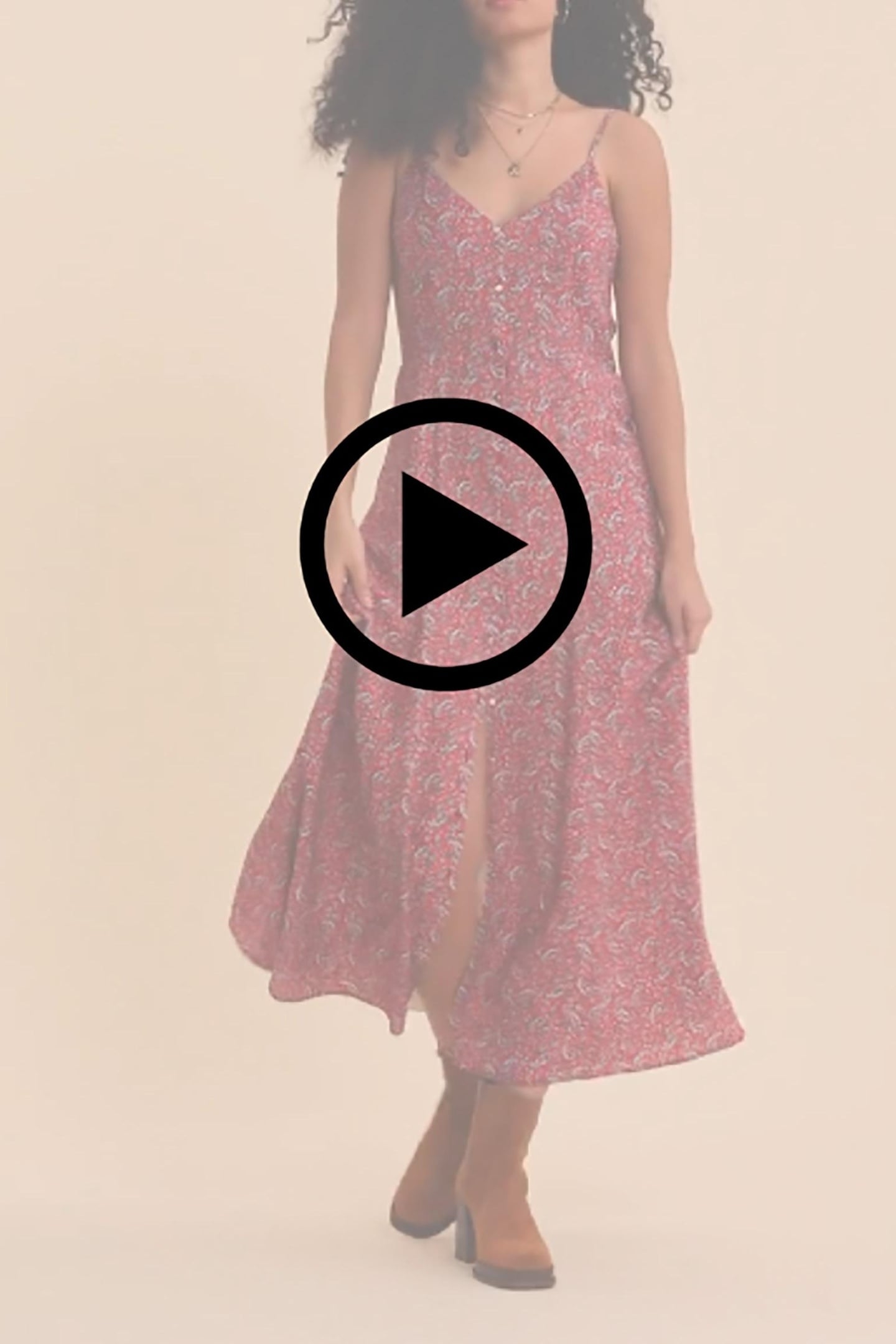 RED STRAPPY DRESS WITH PAISLEY PRINT CARMINE RED 3