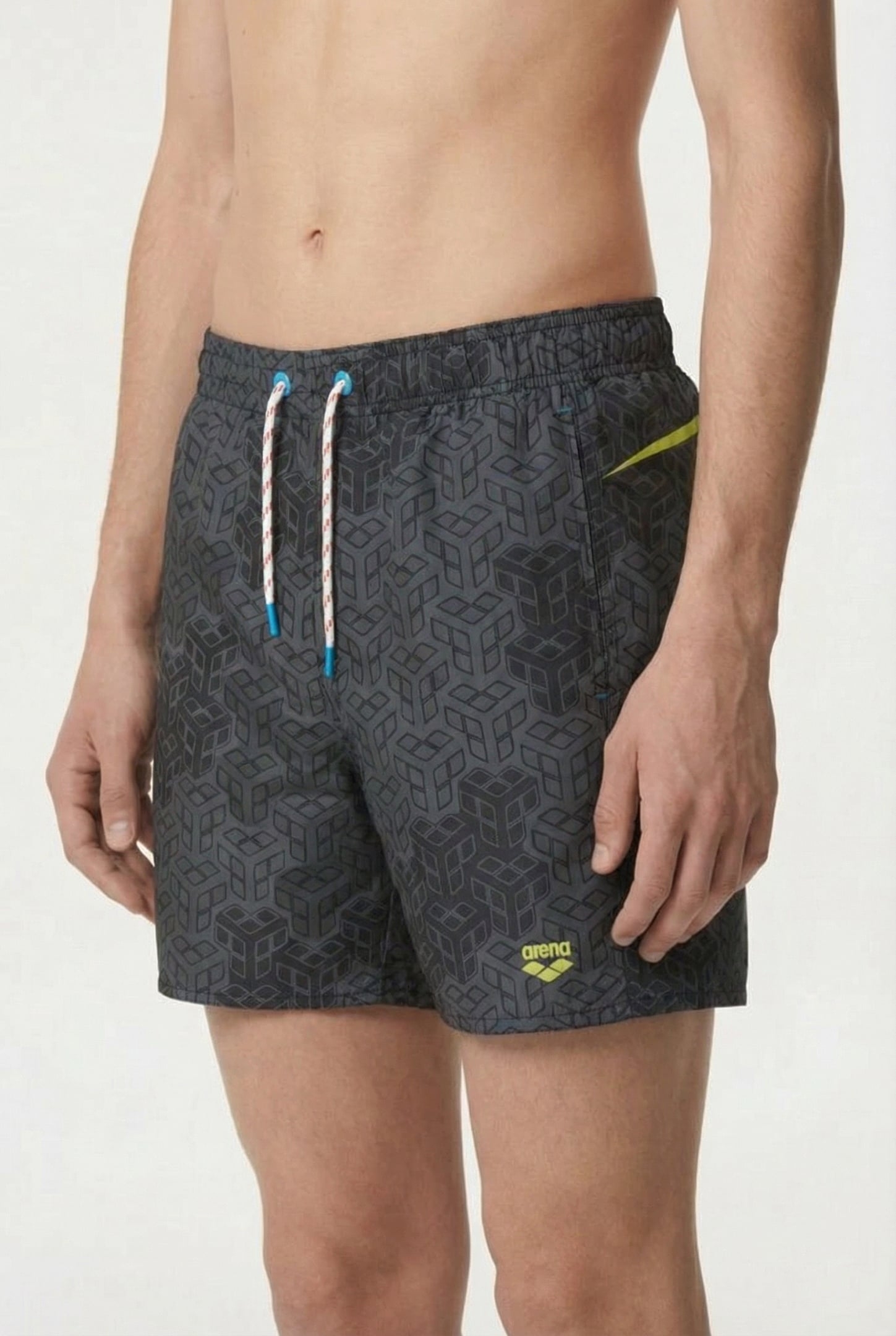 MEN'S ARENA PRO_FILE BEACH BOXER AO BLACK MULTI-SOFT GREEN 3