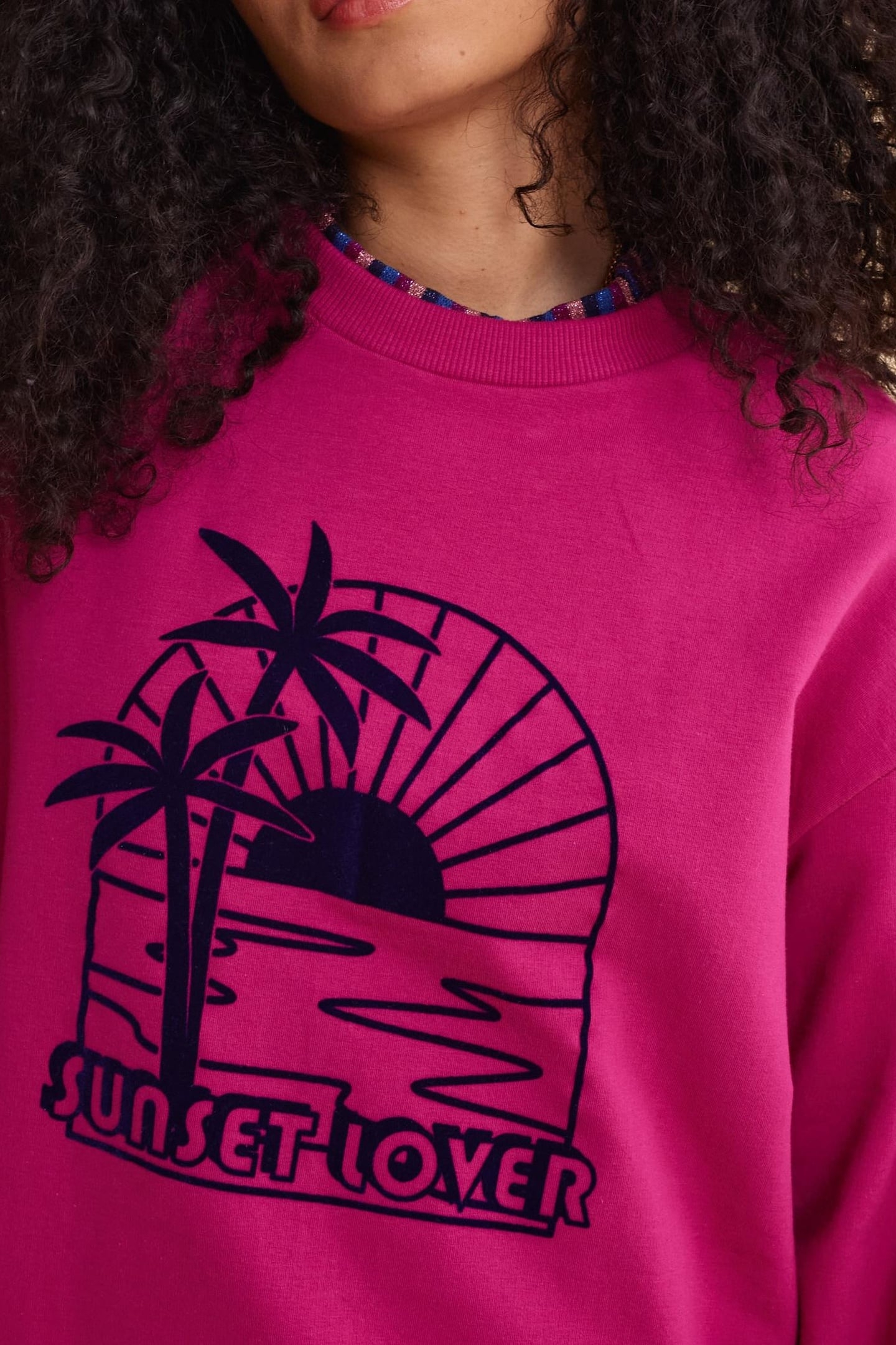 PINK FLOCKED VELOUR SUNSET SWEATSHIRT VIOLINE 6