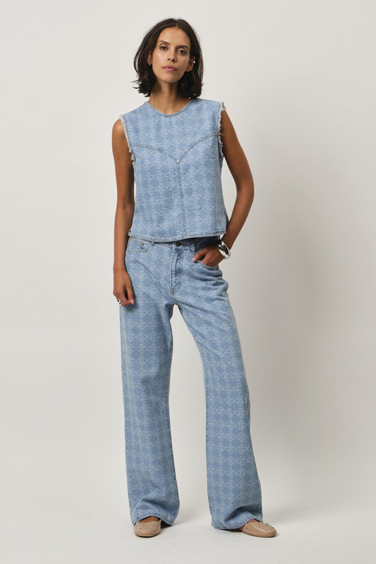 LAIA MONOGRAM JEANS TOP SKYWASH BLUE 2